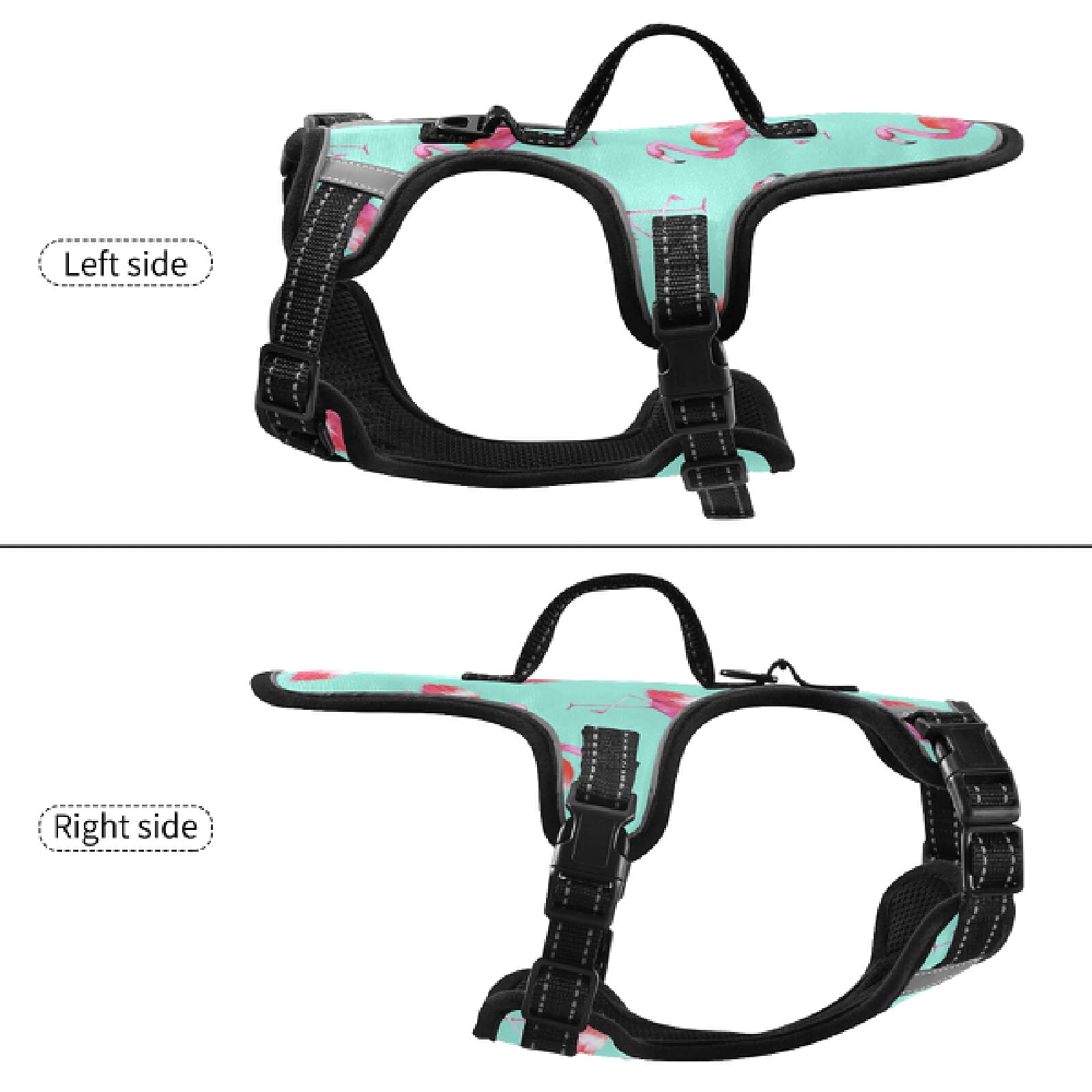 **Flamingo Dog Harness No Pull Reflective Vest - Breathable Adjustable Pet Harness with Nylon Handle for Small & Medium Dogs - Perfect for Walking, Running & Outdoor Adventures**