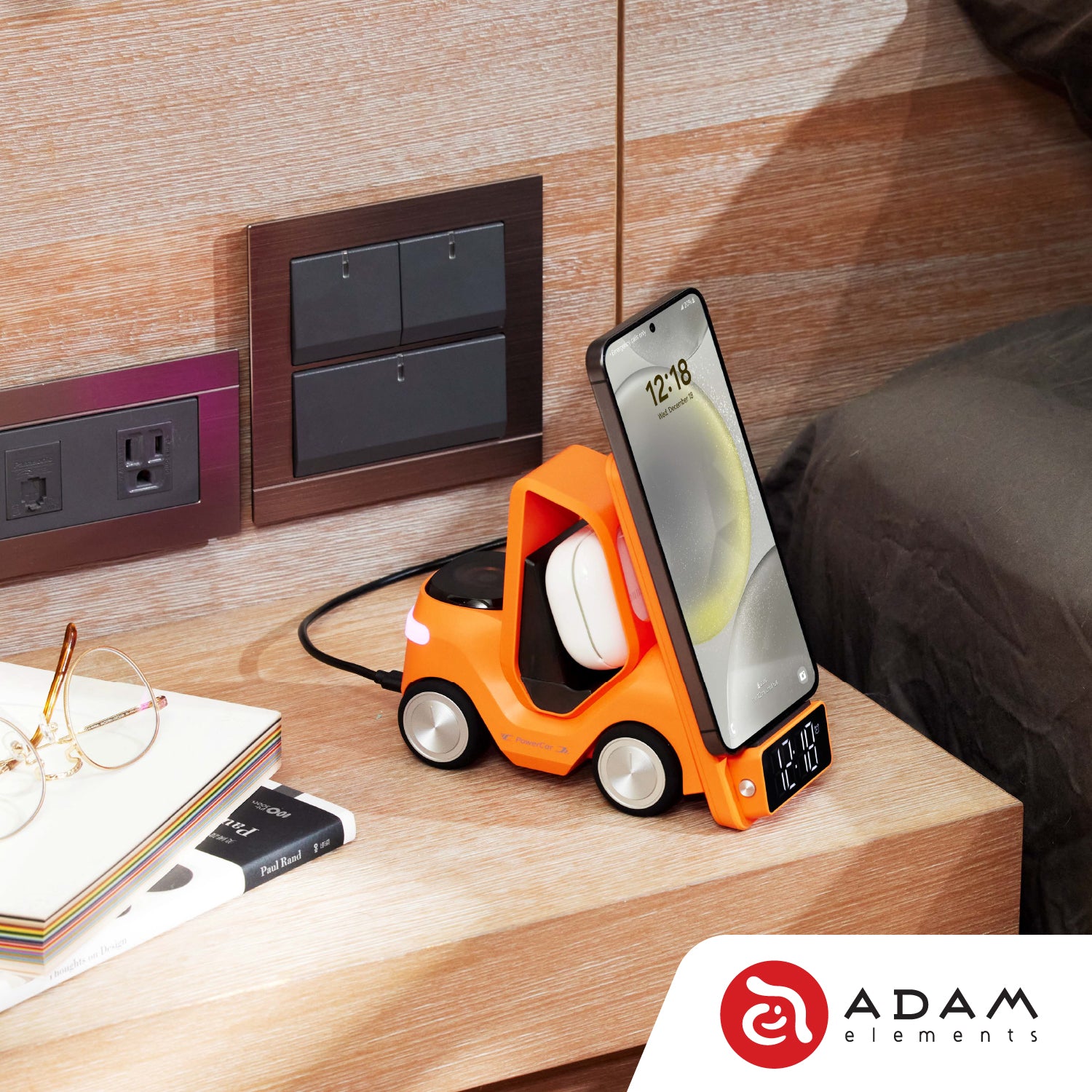 ADAM elements Model A 5-in-1 Wireless Charging Station - Fast Qi Charger for iPhone, Samsung, AirPods - Perfect for Home, Office & Travel