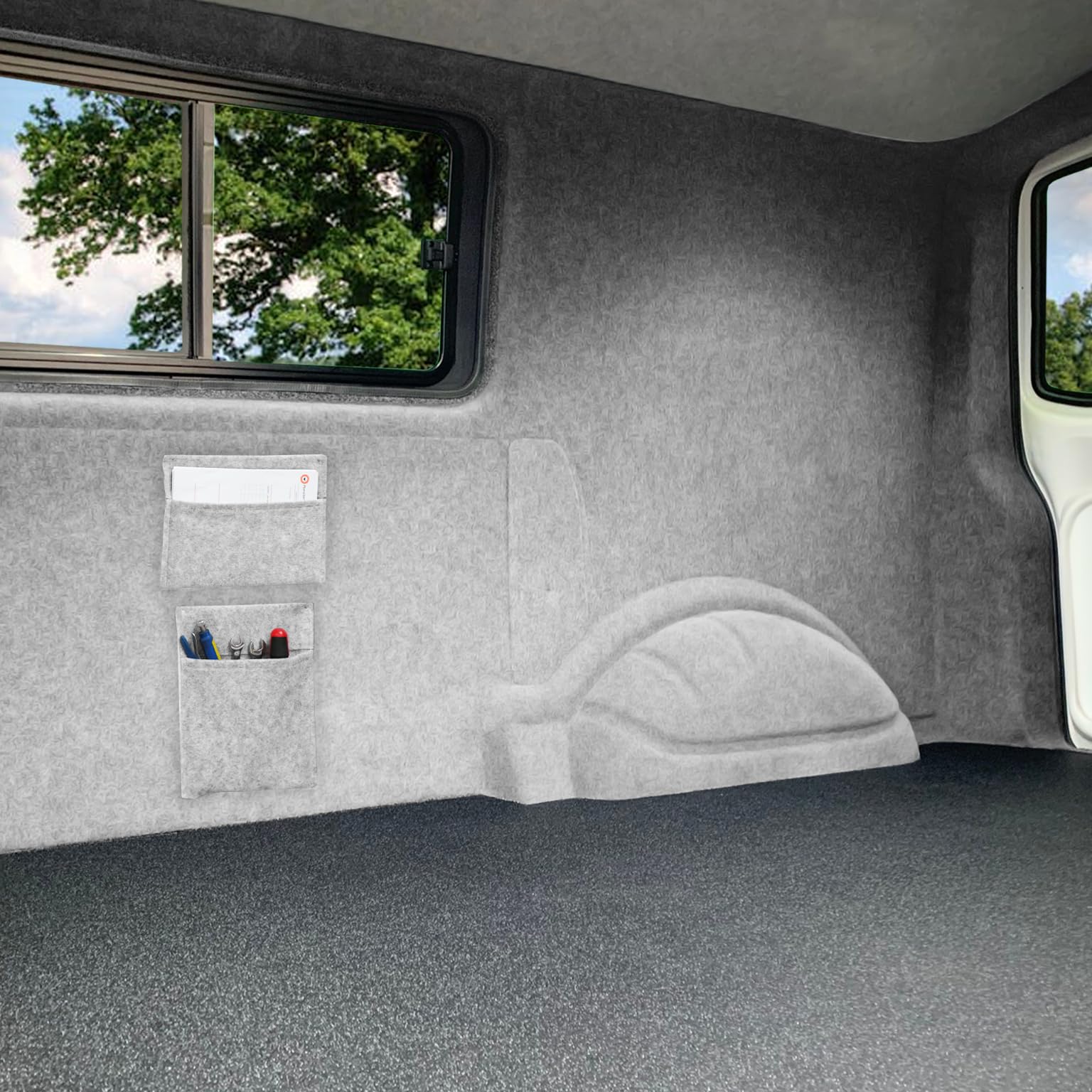 11Sqm Van Lining Carpet 4-Way Super Stretch Kit with Storage Pouches - Silver Grey | Durable Cargo Van Flooring for Work Trucks & Campers | Easy Installation & Custom Fit