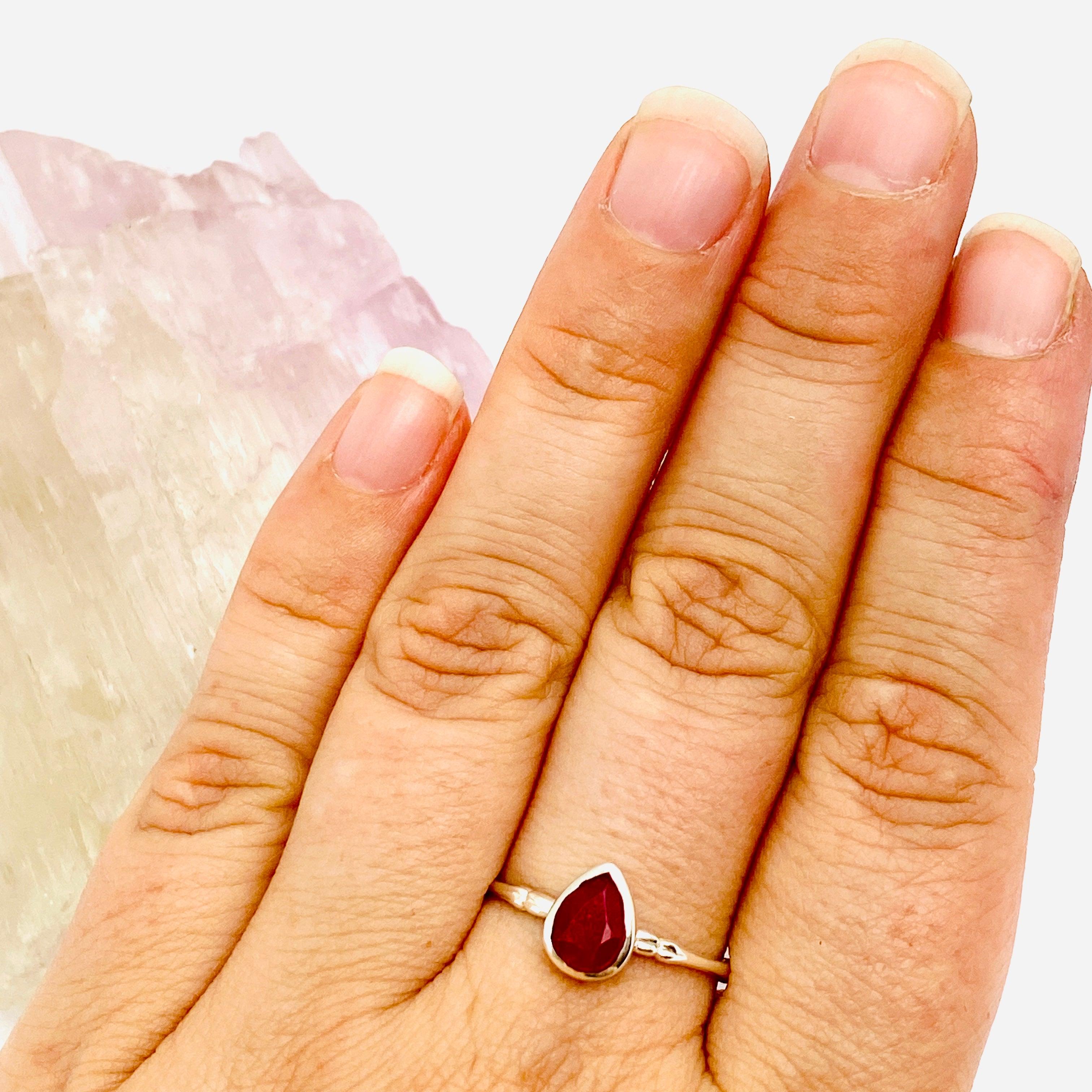 Faceted Ruby Teardrop Ring - 14K Gold Fine Band R3691 RU | Elegant Jewelry for Weddings, Parties & Special Occasions
