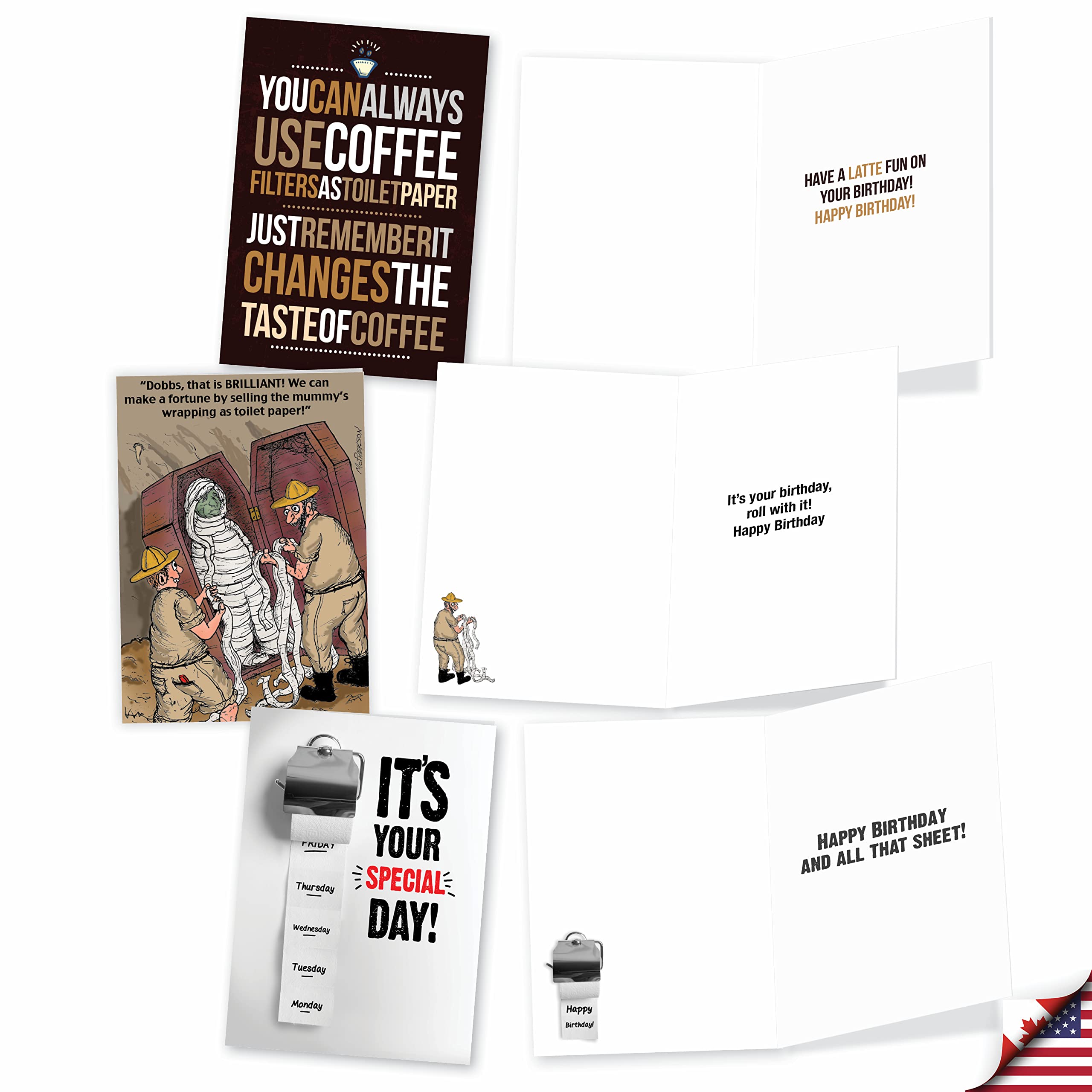 NobleWorks - 10 Funny Birthday Cards Boxed Set with Assorted Humor Photos & Cartoons - Bulk Greeting Cards with Envelopes - Perfect for Office Gifts, Party Favors, and Everyday Celebrations