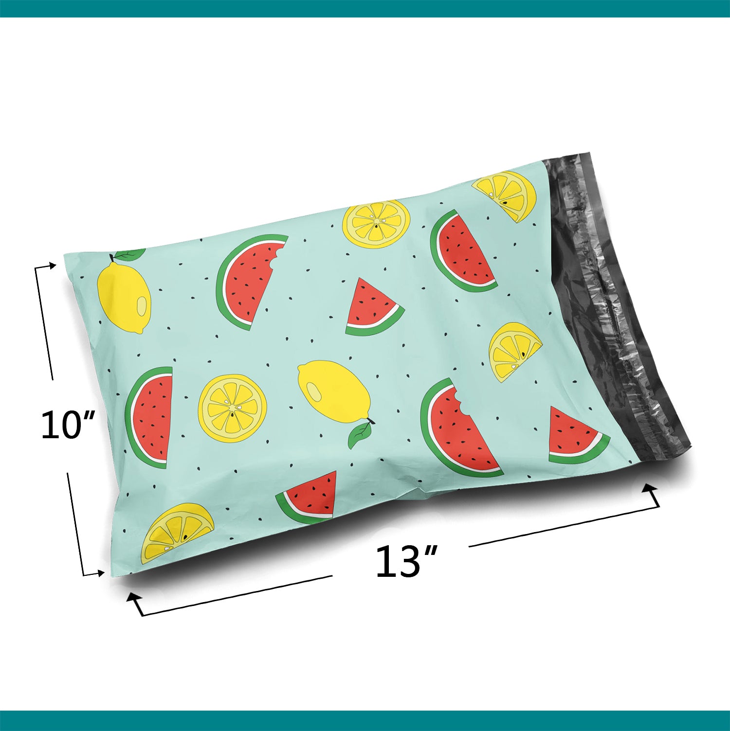 10 x 13 Inch Glossy Watermelon & Lemon Print Poly Mailer Envelopes - 2 Mil Thick Self-Sealing Shipping Bags for Ecommerce, Subscription Boxes and Small Business Packaging