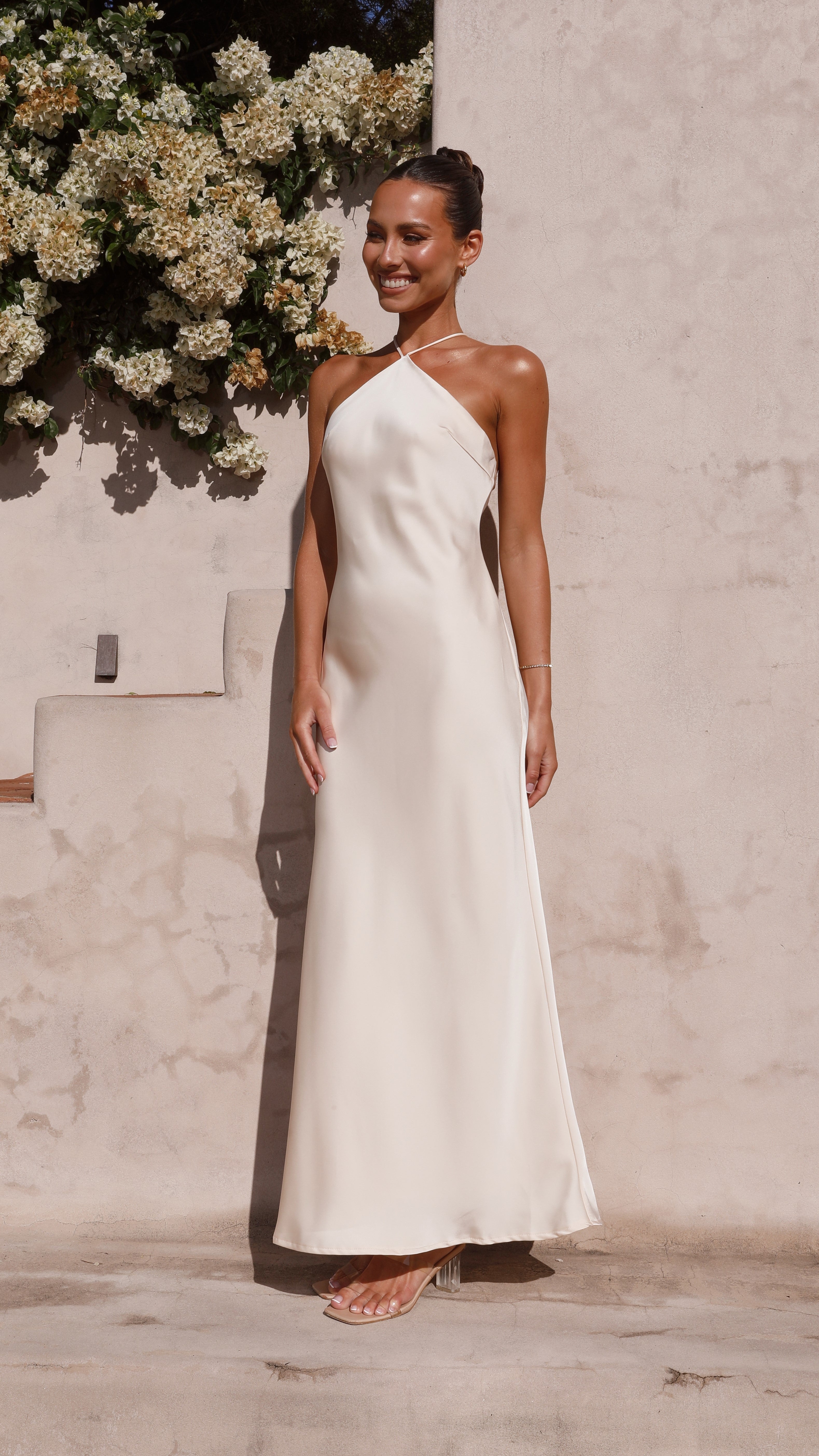 Elegant Chiara Maxi Dress in Champagne - Perfect for Weddings, Parties & Summer Vacations