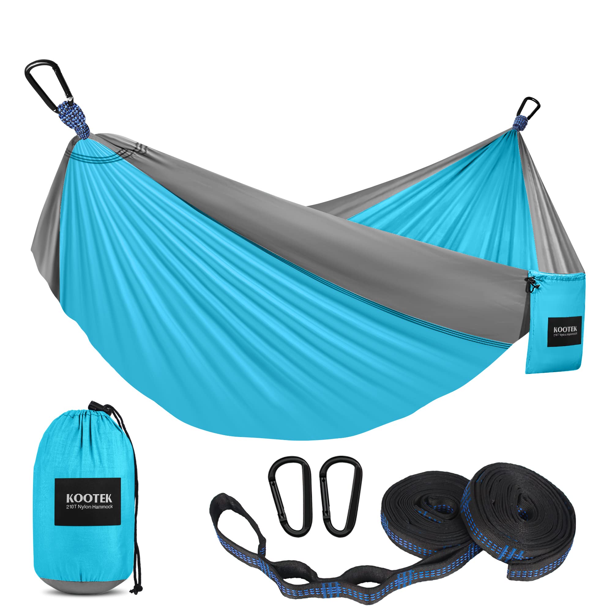 Kootek Portable Camping Hammock - Lightweight Double/Single Hammock with Tree Straps - Perfect for Outdoor Hiking, Backpacking, Beach & Travel Adventures - Essential Camping Gear for Relaxation Anywhere