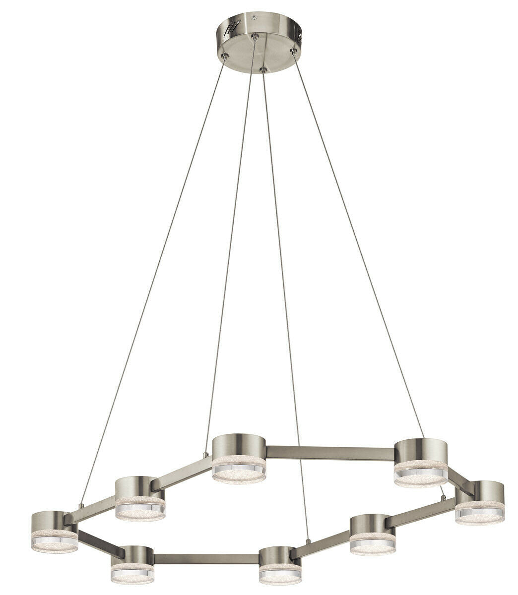 Kichler Lighting 83705 Avenza Collection 8-Light LED Linear Island Chandelier in Brushed Nickel - Modern Hanging Pendant Light for Kitchen Island, Dining Room & Entryway Lighting