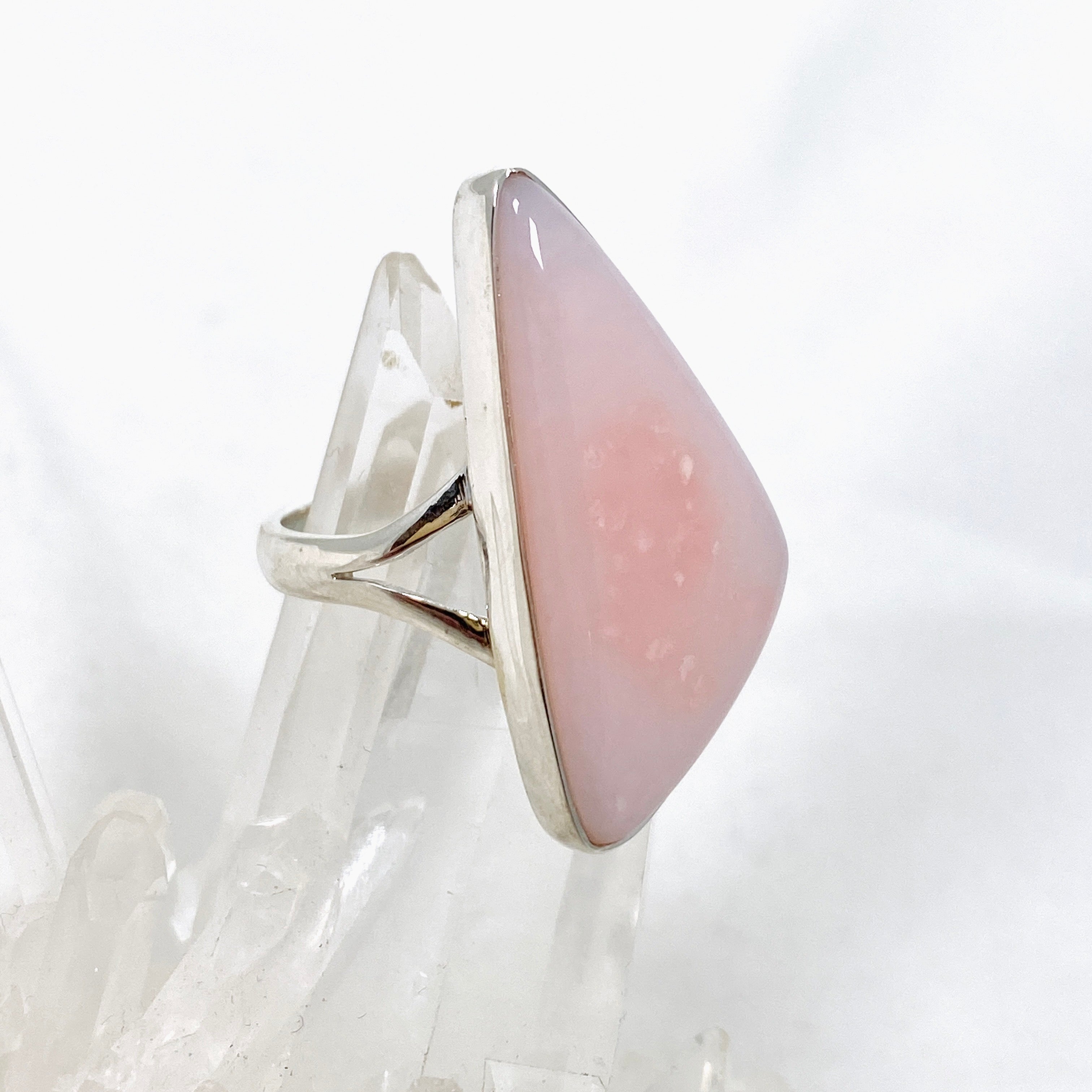 Pink Opal Freeform Cabochon Split Band Ring - Size 11 - KRGJ3309 - Perfect for Boho Jewelry, Wedding Accessories & Everyday Wear