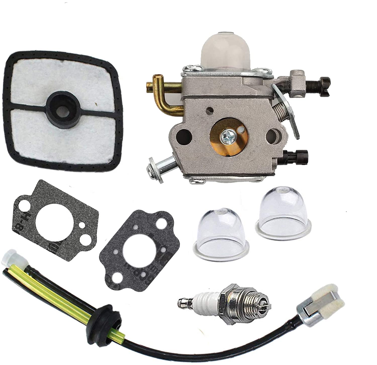 Echo PB-200 PB201 ES210 ES211 C1U-K78 Carburetor Air Filter Replacement - Compatible with Leaf Blower, Shredder, Vacuum (Fits Part # A021000942, A021000943, A021000940, A021000941) - Tune Up Kit with Fuel Line - Perfect for Lawn Maintenance & Garden Equipment Repair