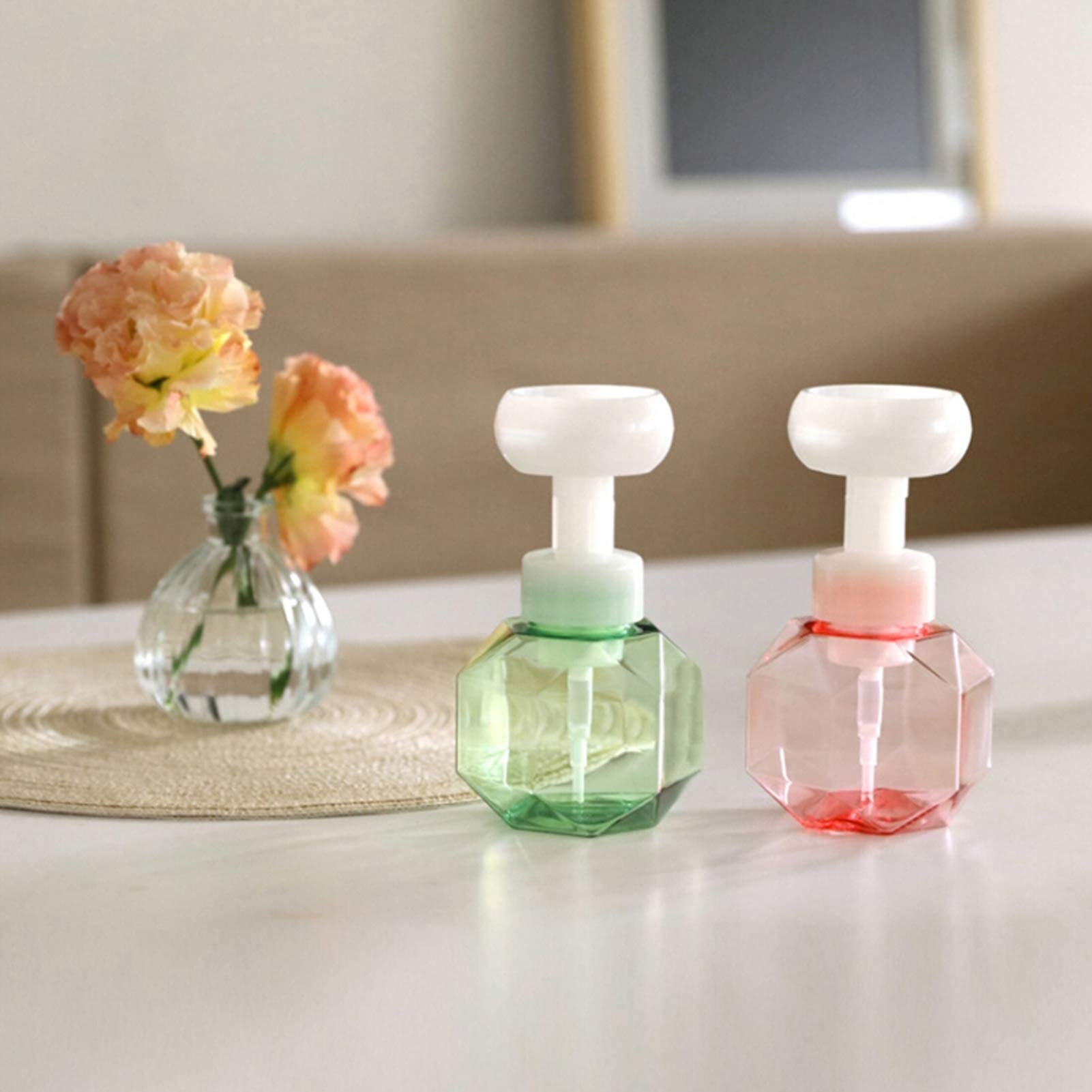 300ml Refillable Foaming Bottle - Mini Flower-Shaped Recyclable Hand Soap & Shower Gel Dispenser for Bathroom, Kitchen & Travel | Eco-Friendly Cosmetic Container