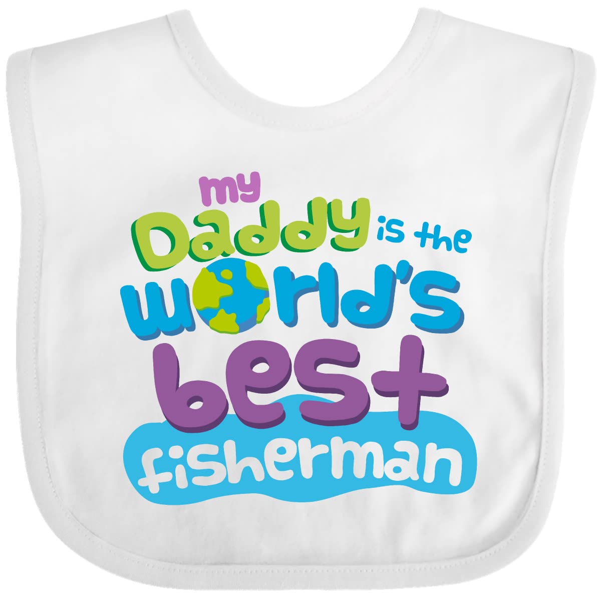 Inktastic Fishing Worlds Best Fisherman Daddy Baby Bib - Adorable Fishing-Themed Drool Bib for Infants & Toddlers - Perfect Gift for Fisherman Dads & Outdoor-Loving Families - Great for Feeding Time, Playdates & Outdoor Adventures