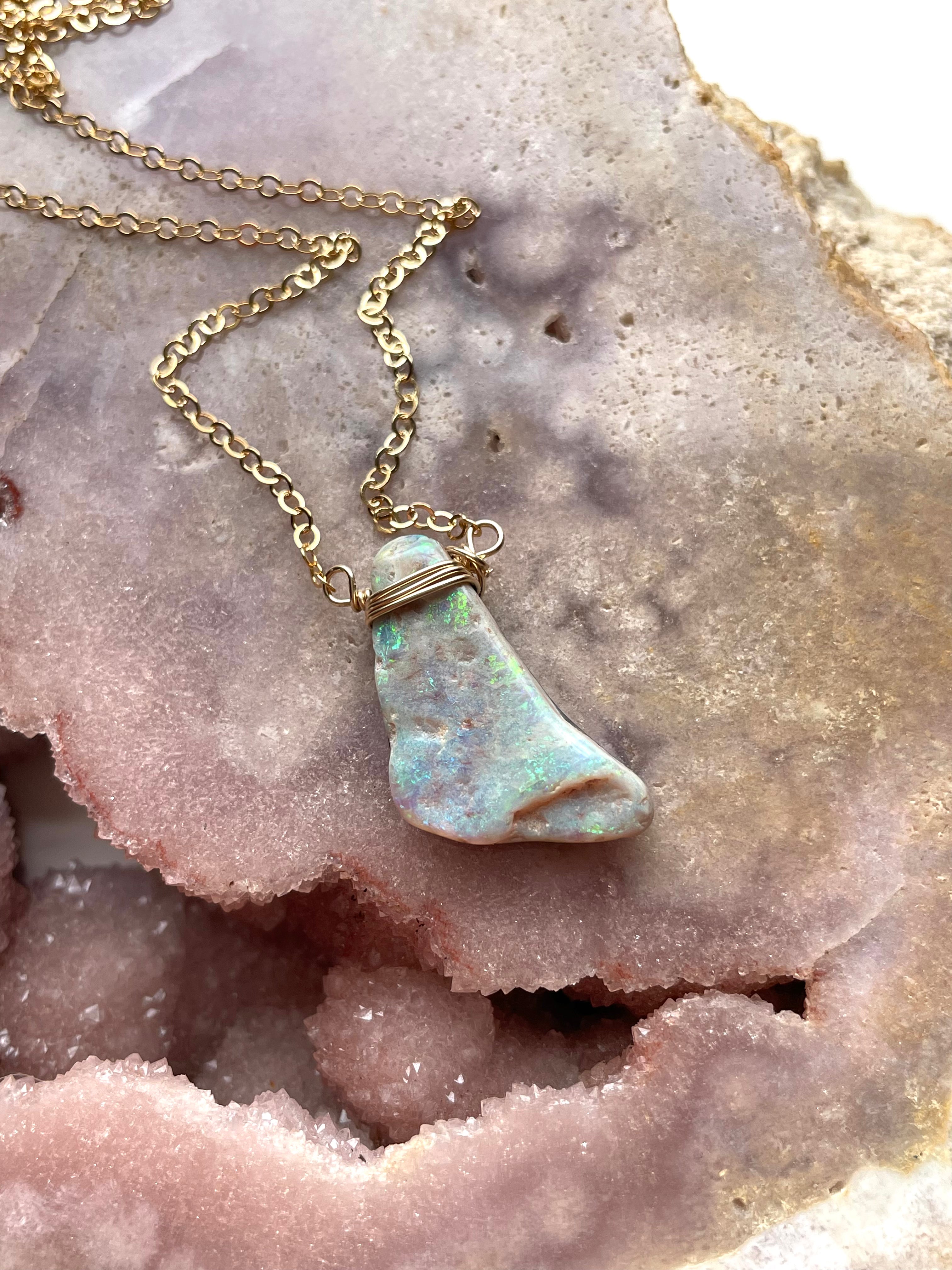 Australian Opal Doublet Pendant Necklace - 14K Gold Filled Women's Jewelry for Gift, Wedding & Special Occasions