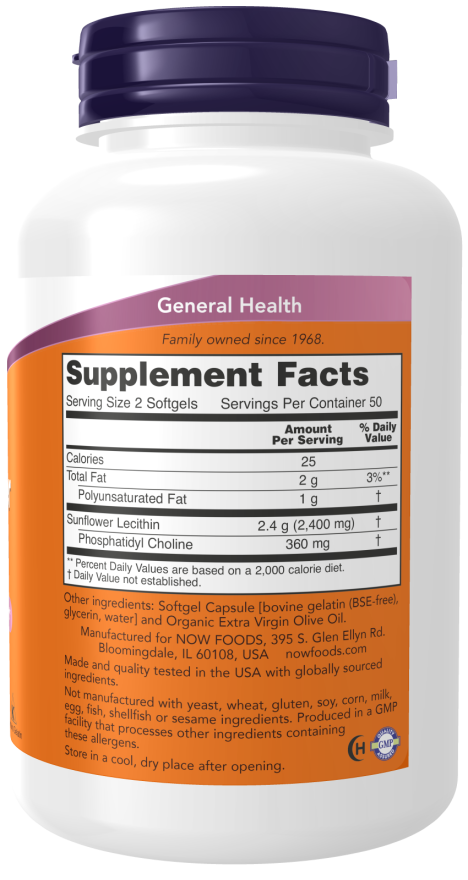Sunflower Lecithin Powder - Non-GMO, 1200mg per Serving, Supports Brain & Liver Health - Perfect for Smoothies, Baking & Supplement Capsules