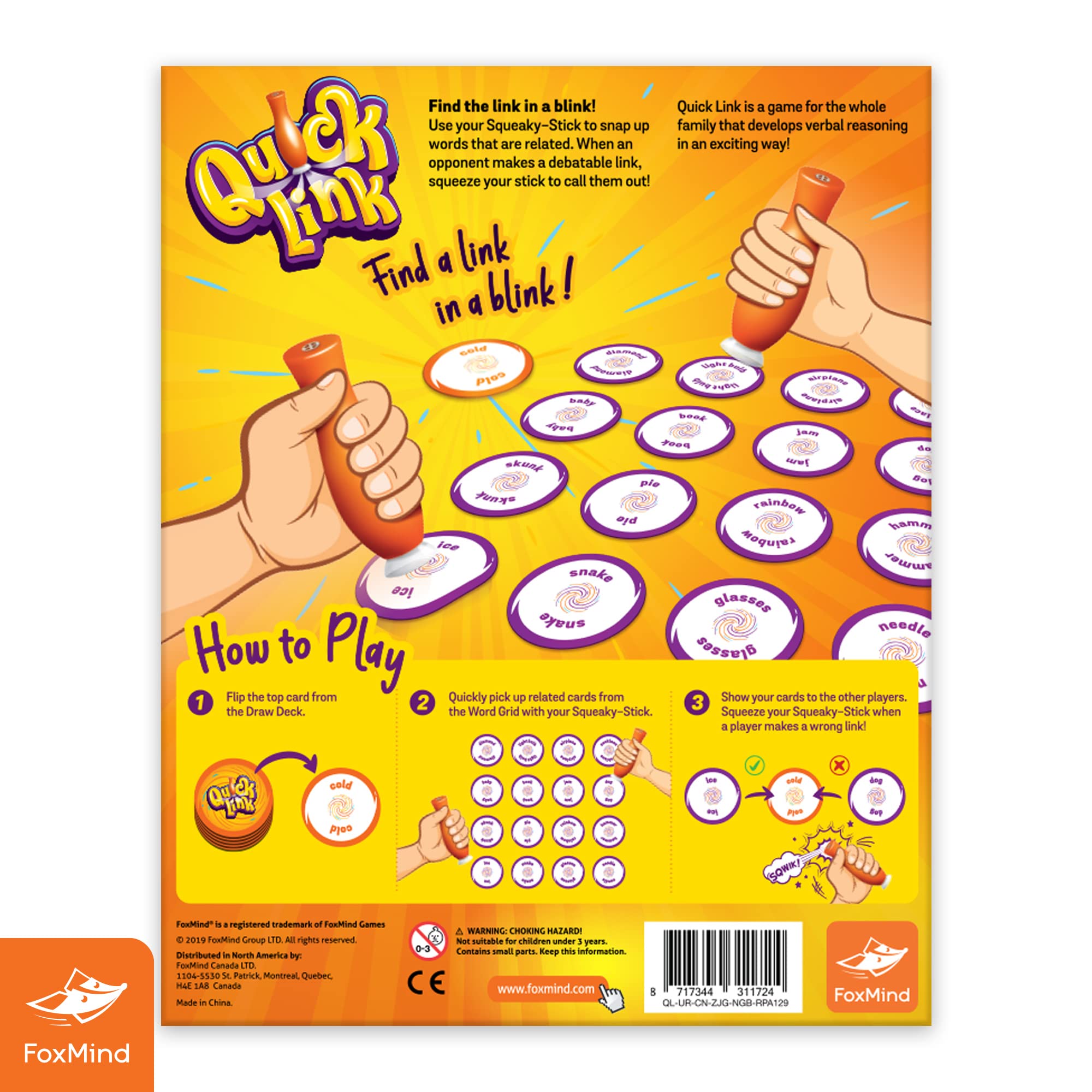 FoxMind Quick Link Word Game - Fun & Fast-Paced Family Party Board Game for Adults & Kids | Perfect for Game Nights, Travel, and Classroom Learning Activities