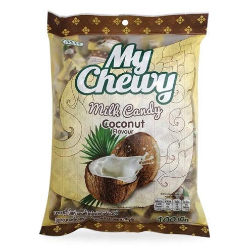 My Chewy Milk Candy - Soft & Delicious Chewy Candy 100 Tablets, 360g (Coconut Flavor) - Perfect for Snacking, Gifts & Parties
