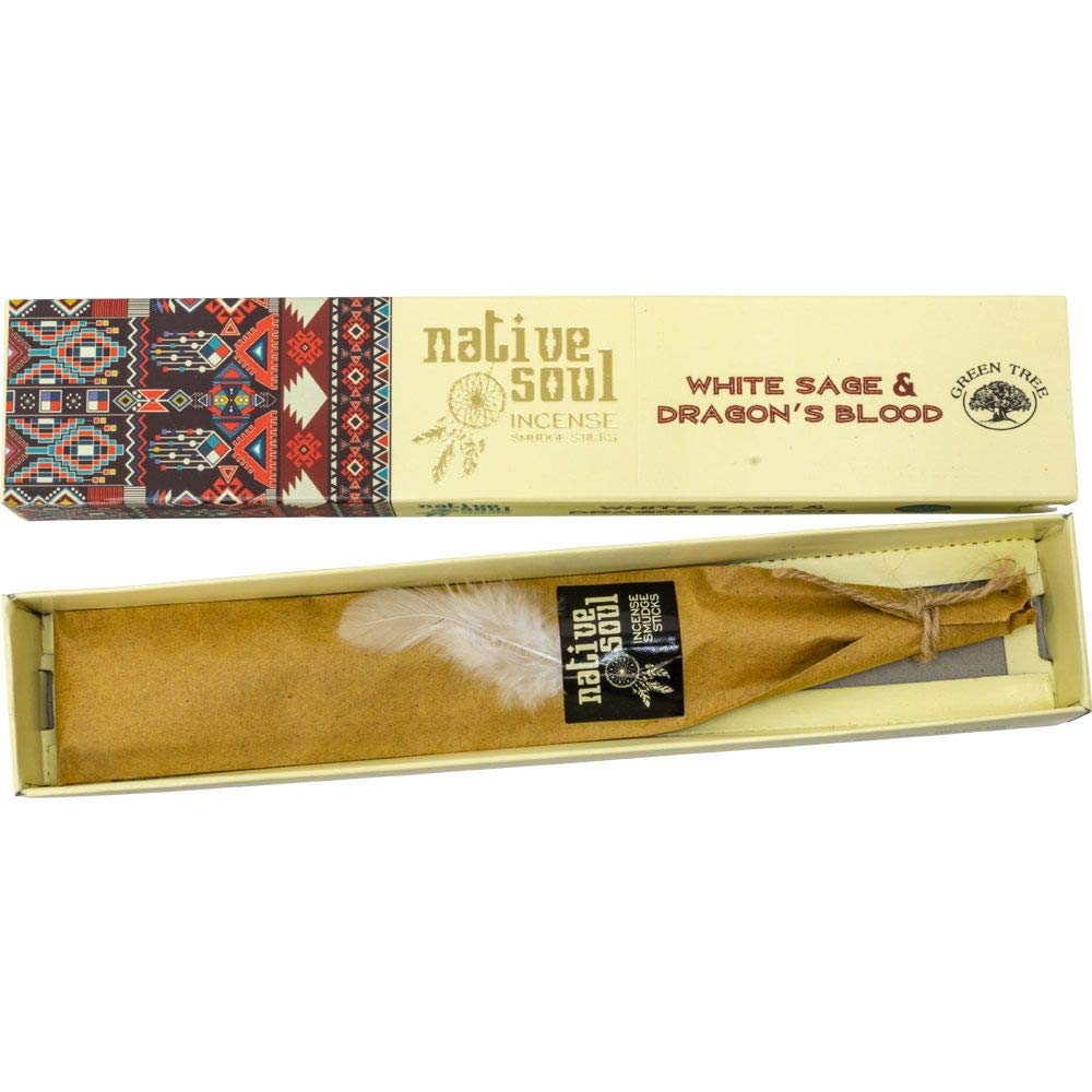 Premium Green Tree Incense Sticks - 15g Pack (White Sage & Dragon's Blood Blend) for Meditation, Yoga, Aromatherapy & Spiritual Cleansing