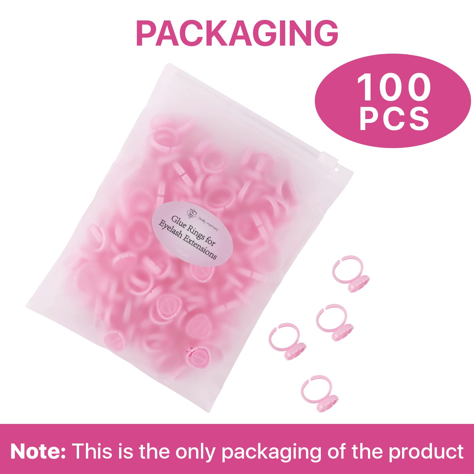 100PCS Pink Eyelash Extension Glue Rings - Smart Lash Adhesive Holders for Volume Fanning & Blooming, Professional Eyelash Extension Supplies (Perfect for Salon Use & DIY Lash Artists)
