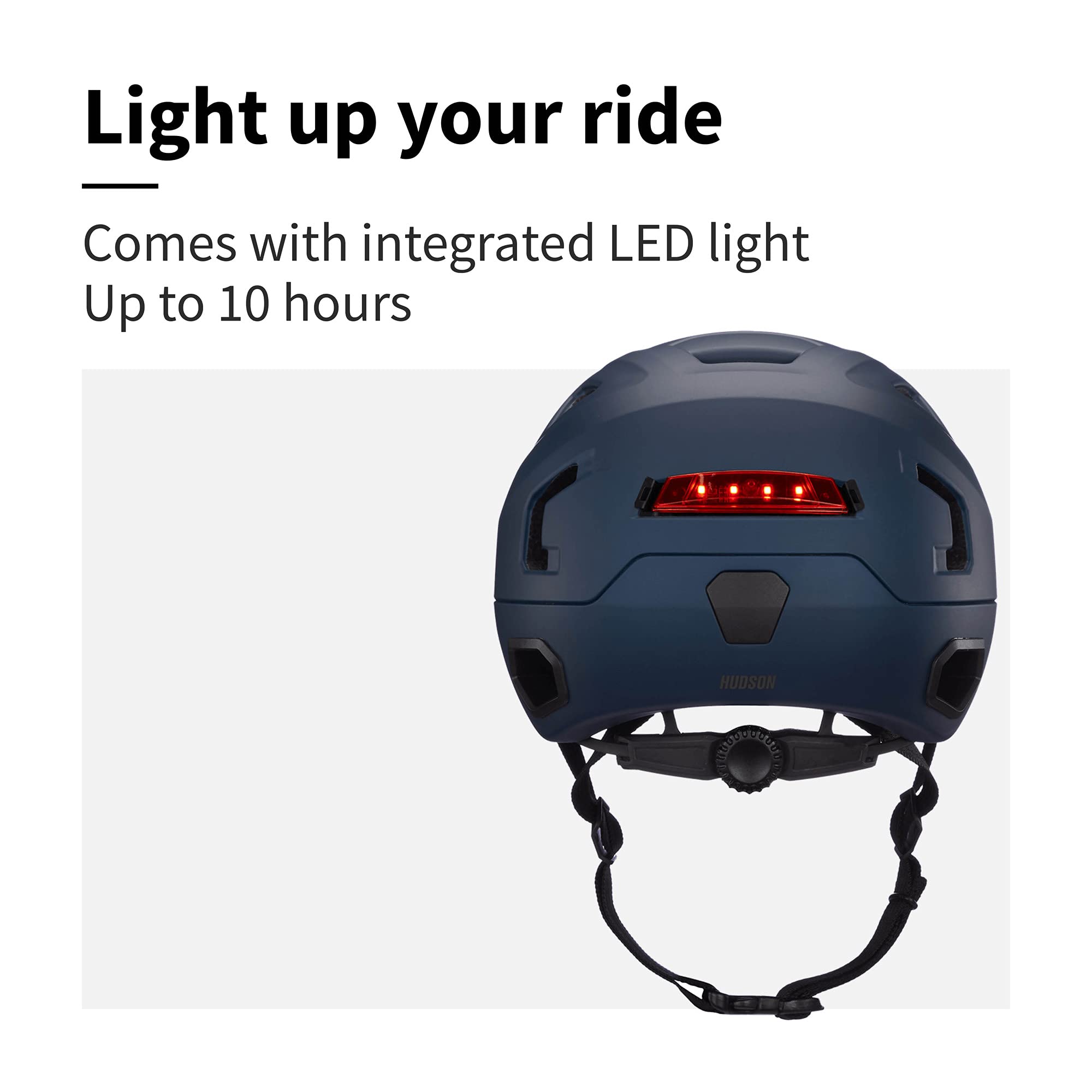Bern Hudson Commuter Bike Helmet with MIPS Technology - Certified for E-Bikes & Cycling Safety - Built-in LED Rear Light & U-Lock Compatible - Perfect for Urban Commuting, Road Biking & Electric Scooters