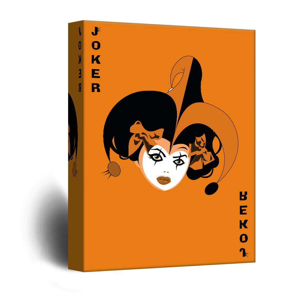 Wall26 - Premium Canvas Wall Art - Playing Poker Card Design with Joker & Orange Background - Giclee Print Gallery Wrap - Modern Home Decor - Ready to Hang - 32x48 inches - Perfect for Game Rooms, Man Caves & Poker Themed Decor