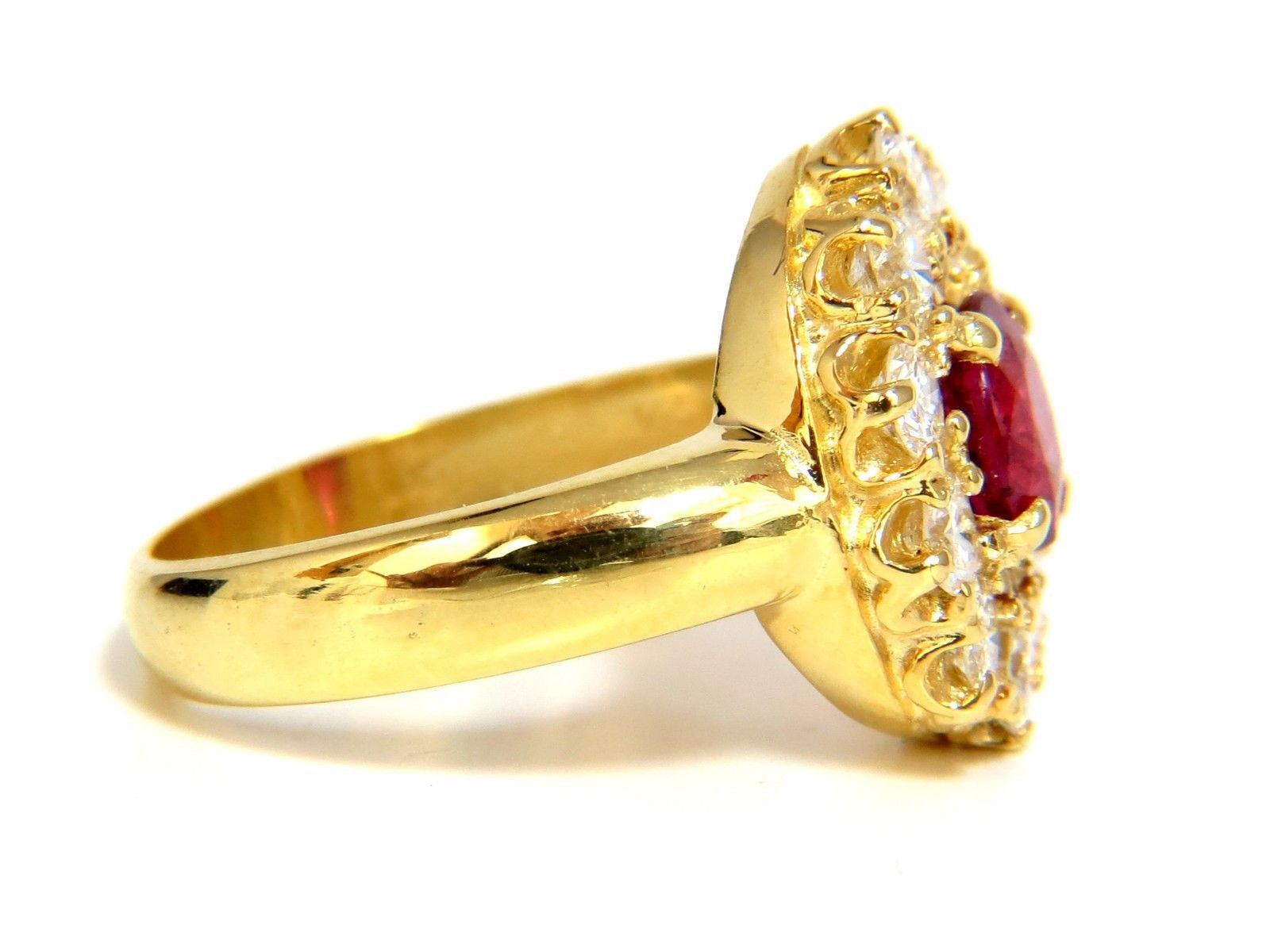 2.30CT GIA Certified Natural Red No Heat Ruby & Diamond Cluster Ring in 18KT Gold – Perfect for Engagement, Anniversary & Special Occasions