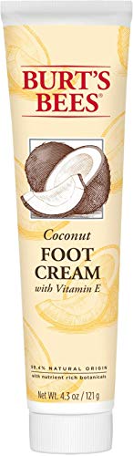 Burt's Bees Coconut Oil Foot Cream for Dry Cracked Heels - 4.3 Oz Moisturizing Foot Balm - Perfect for Pedicures, Night Treatment & Winter Foot Care