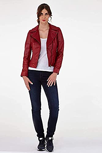 Women's Genuine Leather Jacket - Winter Motorcycle Bomber Biker Coat for Riding & Racing | Stylish Outerwear for Casual Wear, Night Out & Bike Events