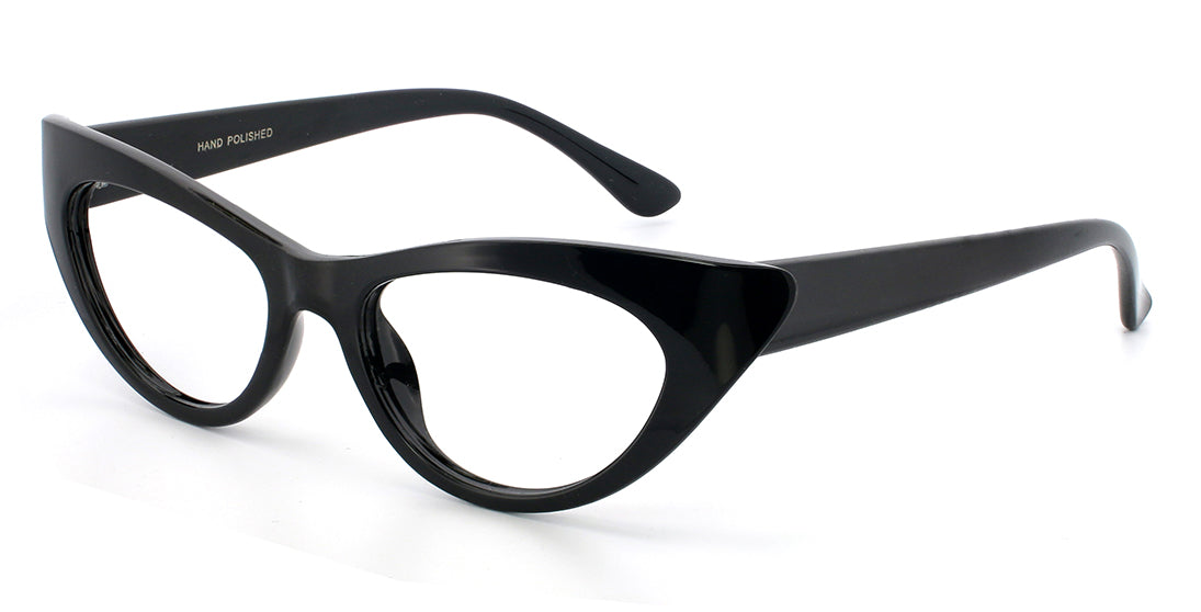 Stylish Acetate Cat Eye Reading Glasses P6327 Black - Fashionable Blue Light Blocking Readers for Women, Perfect for Reading, Working & Computer Use