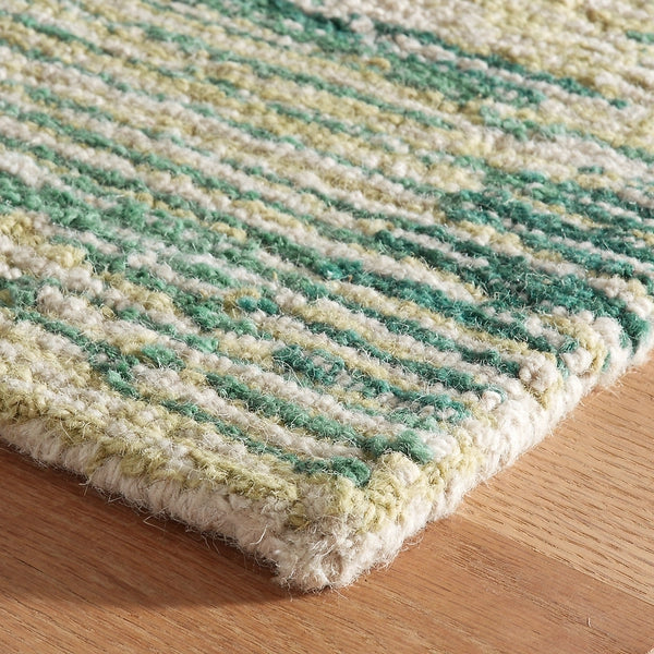 Dash & Albert Ladycross Green Hand Hooked Wool Rug - Soft & Durable Area Rug for Living Room, Bedroom, or Office Decor