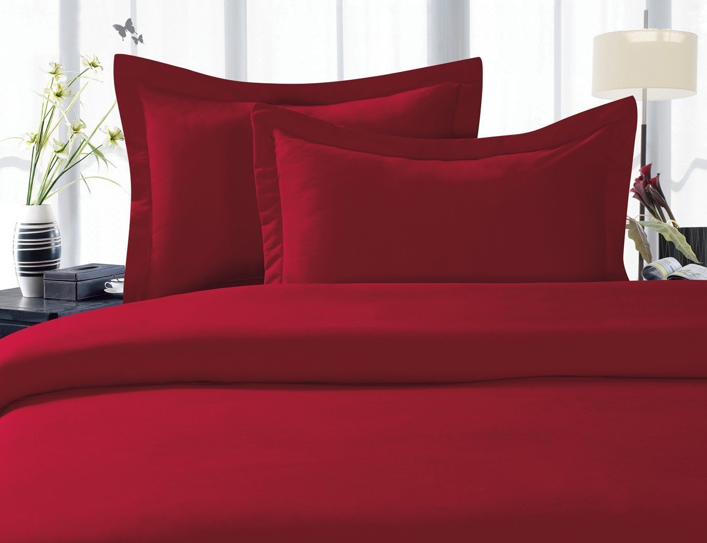 Premium 1500 Thread Count Luxury Duvet Cover Set - 3-Piece Hotel Quality Bedding with Super Soft & Wrinkle-Free Fabric (King/California King, Burgundy) for Ultimate Comfort in Master Bedrooms & Guest Suites