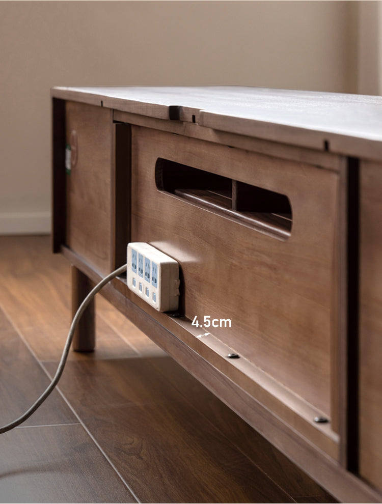 Premium Black Walnut & Ash Solid Wood TV Stand - Modern Entertainment Center for Living Room, Bedroom & Home Theater