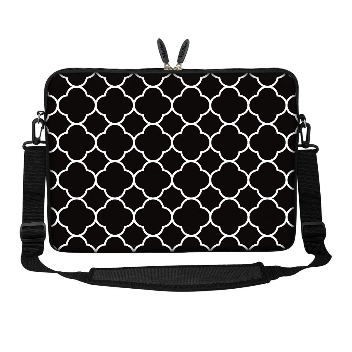 15.6 Inch Neoprene Laptop Sleeve Bag with Hidden Handle & Adjustable Shoulder Strap - Quatrefoil Design for MacBook, Dell, HP - Perfect for Travel, School & Office Use