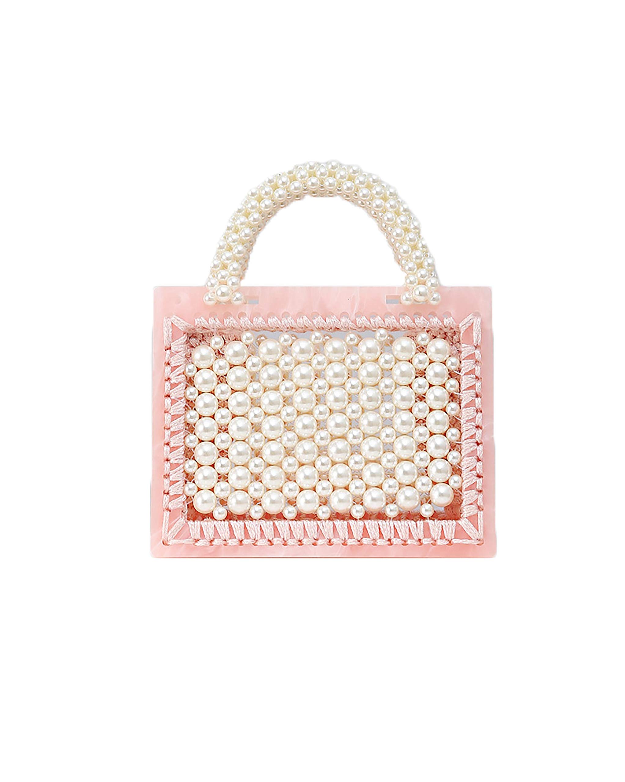 UMREN Women's Clear Acrylic Pearl Evening Clutch Bag - Elegant Wedding Party Purse with Crossbody & Shoulder Strap - Perfect for Bridal Showers, Prom, Cocktail Events & Formal Occasions