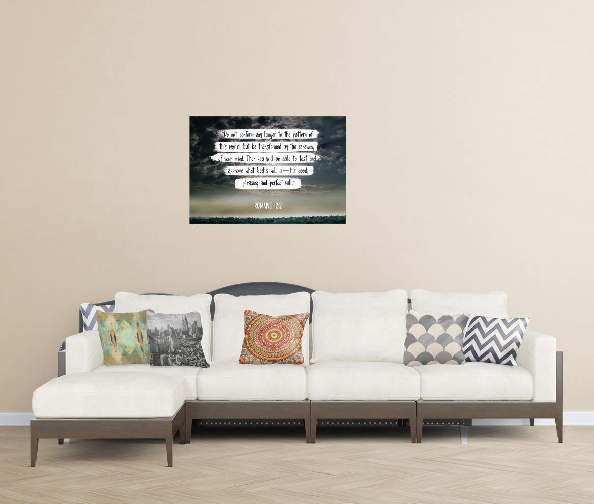 Romans 12:2 Do Not Conform Bible Verse Poster - 13x19 Inches Unframed Scripture Wall Art - Inspirational Christian Gift Under $20 - Perfect for Home, Office & Church Decor