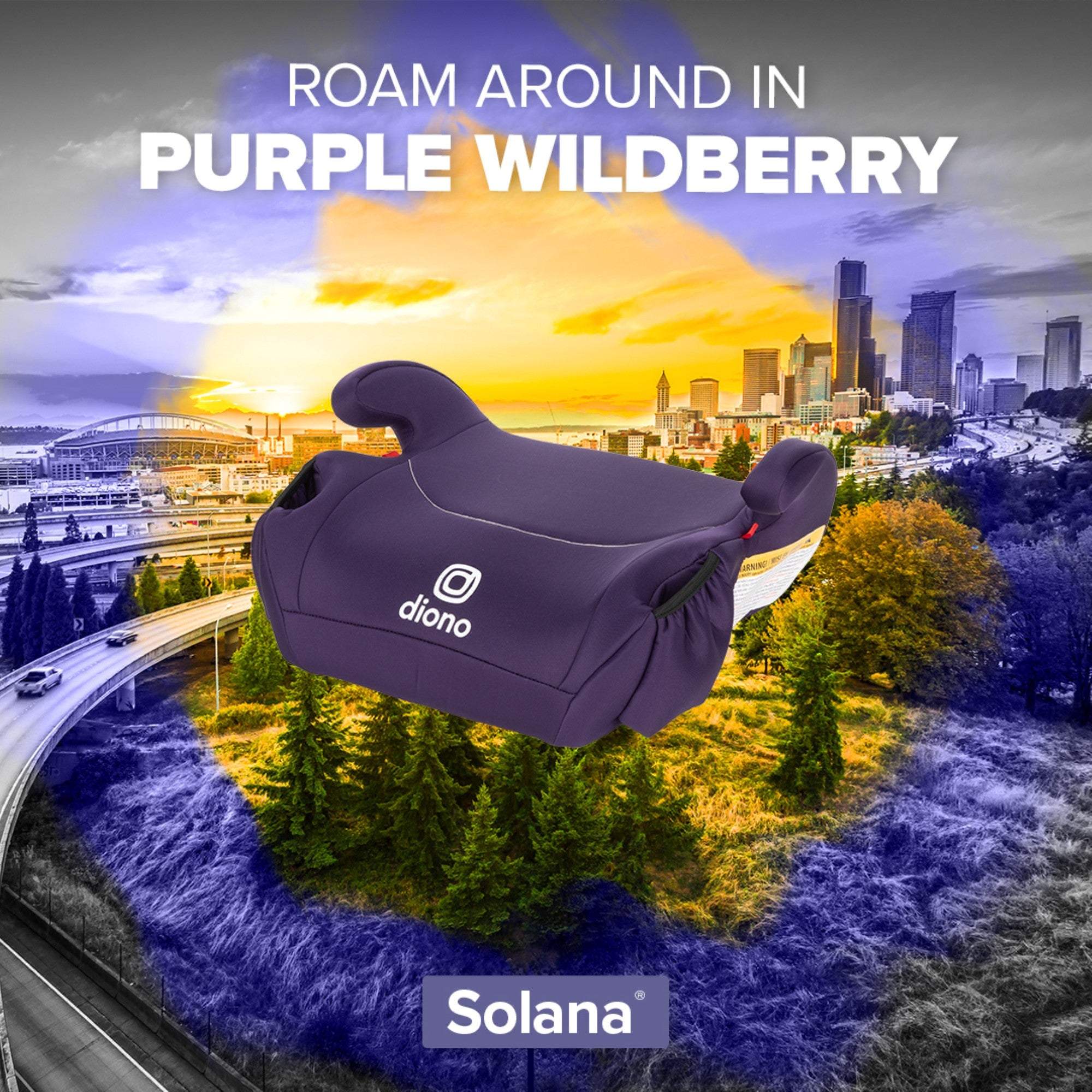 Diono Solana Backless Booster Car Seat - 2 Pack | Lightweight & Portable for Travel, School Carpool & Everyday Use