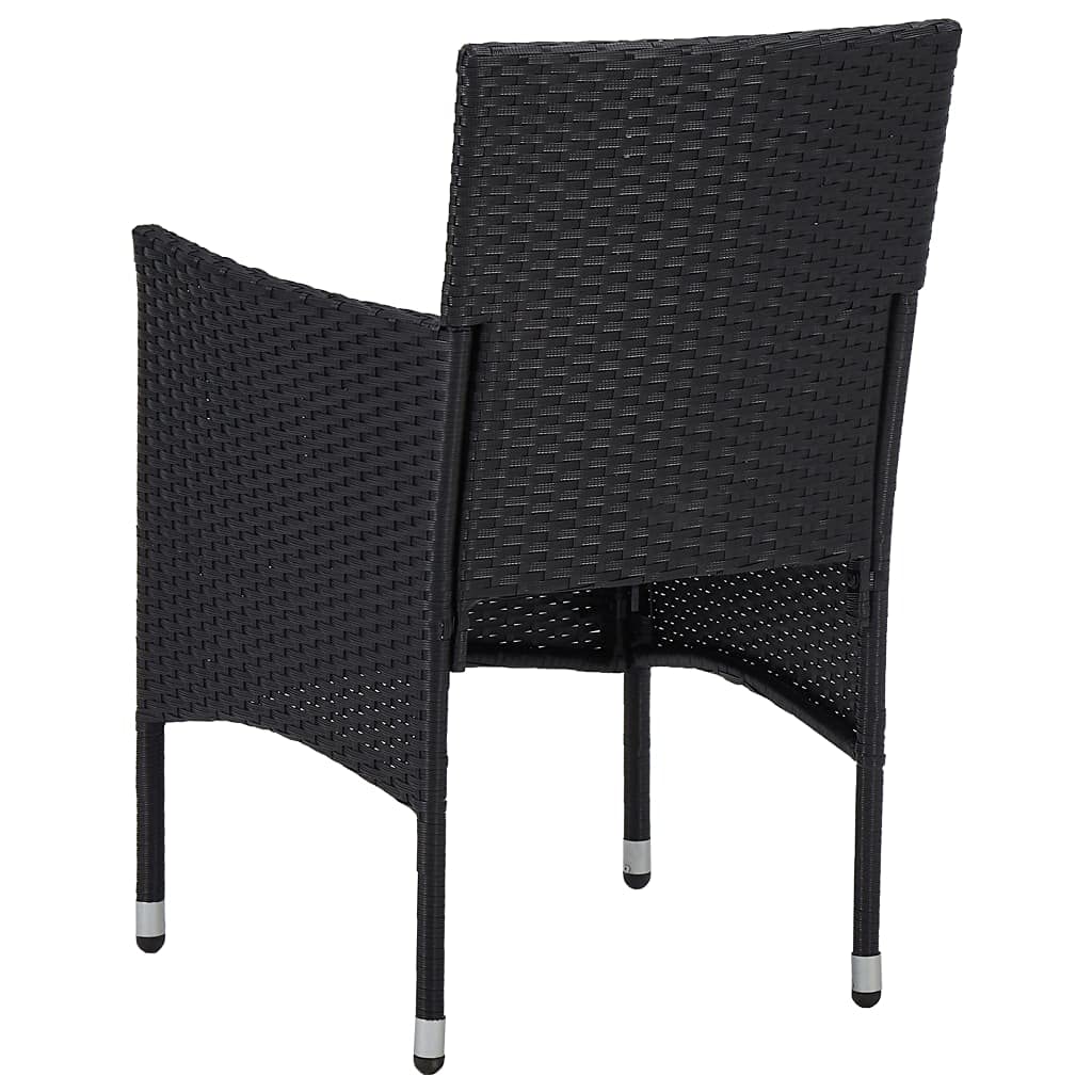 **2-Piece Black Poly Rattan Outdoor Dining Chairs - Patio, Deck, Garden, Lawn, Terrace & Backyard Seating - Weather-Resistant Wicker Furniture for Relaxing & Entertaining**