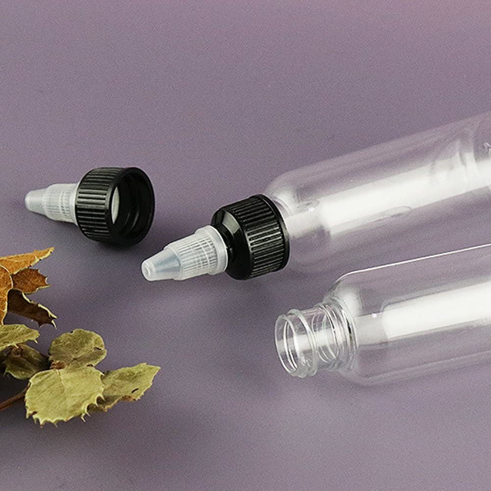 30ml Plastic Squeeze Bottles 10 Pack - Clear Twist Cap Dispensing Bottles for Ink, Liquid Oils, Gels & Glue - Perfect for DIY Crafts, Art Supplies & Kitchen Use
