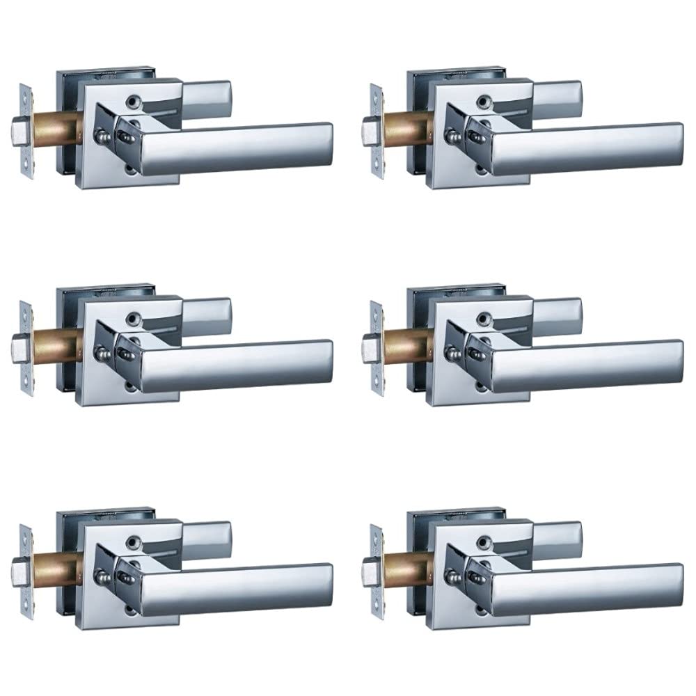 HISAFE Heavy Duty Door Lever 6-Pack - Chrome Finish for Hall & Closet Doors