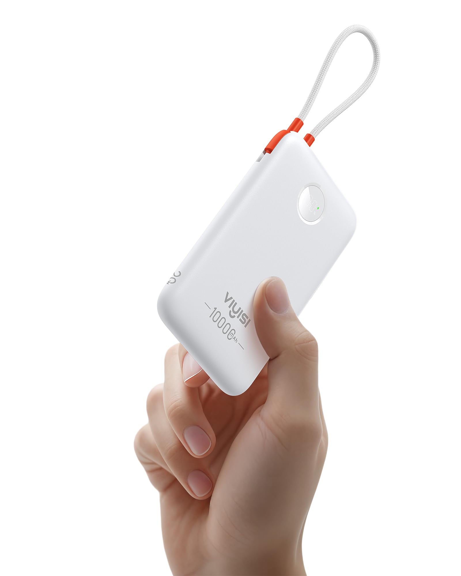 10000mAh Ultra Slim Portable Charger with Built-in USB-C Cable | 22.5W Fast Charging Power Bank for iPhone 16/15, Samsung S24/S23 | LED Display Travel Battery Pack (White) - Perfect for Travel, Camping & Emergency Power Backup