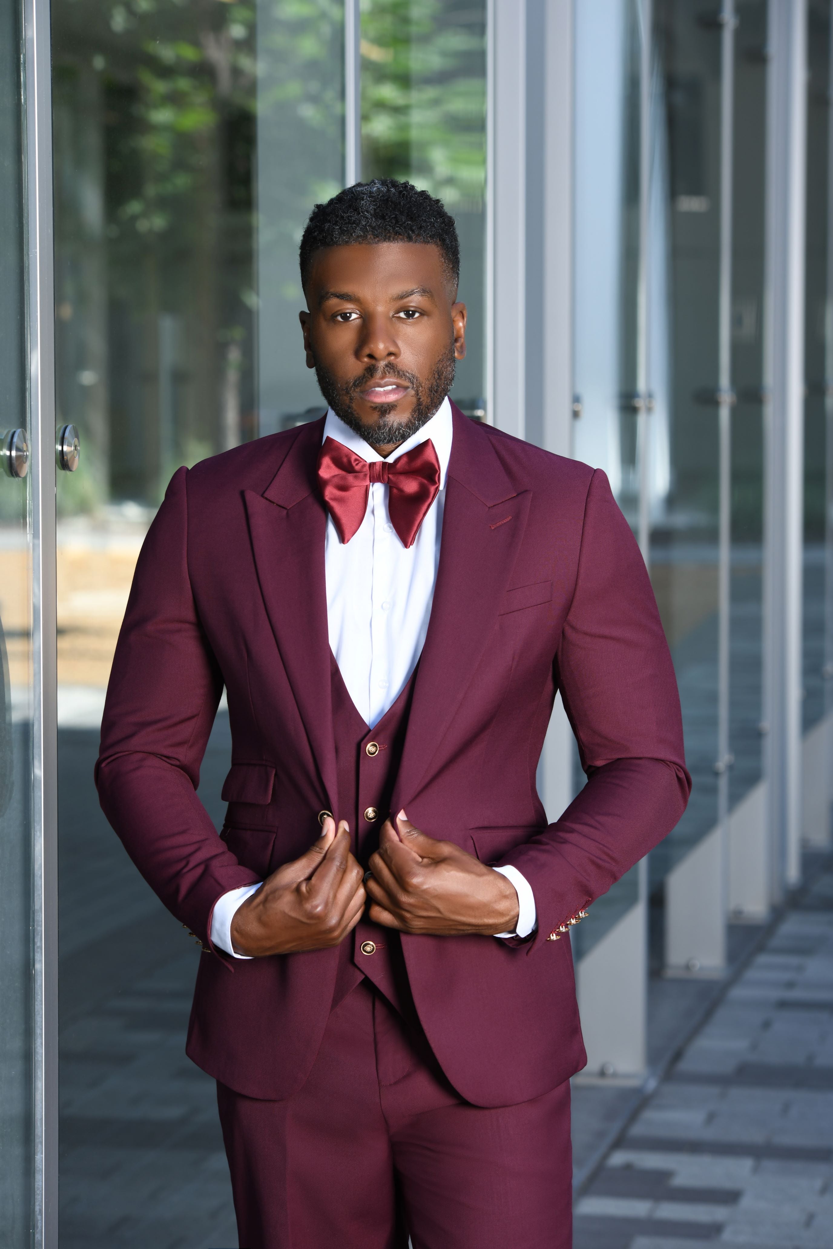 Premium Cabernet Classic 3-Piece Suit for Men - Formal Business Attire, Wedding & Special Occasions - Slim Fit Blazer, Vest & Pants Set