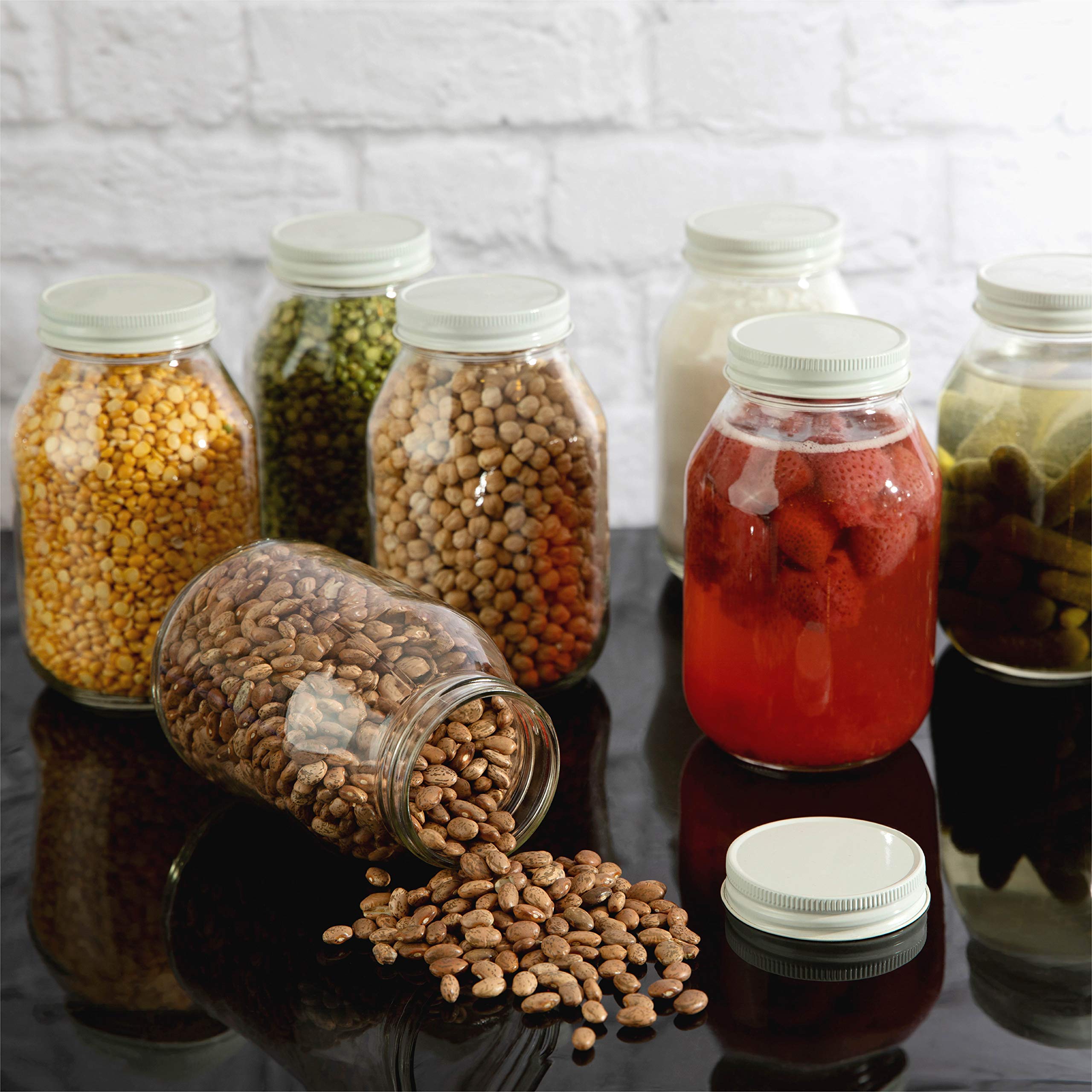 12 Pack 32oz Regular Mouth Glass Mason Jars with Airtight Metal Lids - Perfect for Pickling, Canning, Fermenting, Storing Food, Jams, Sauces, Kombucha, Kefir & Preserves - Ideal for Home Kitchen, DIY Projects & Food Storage Organization