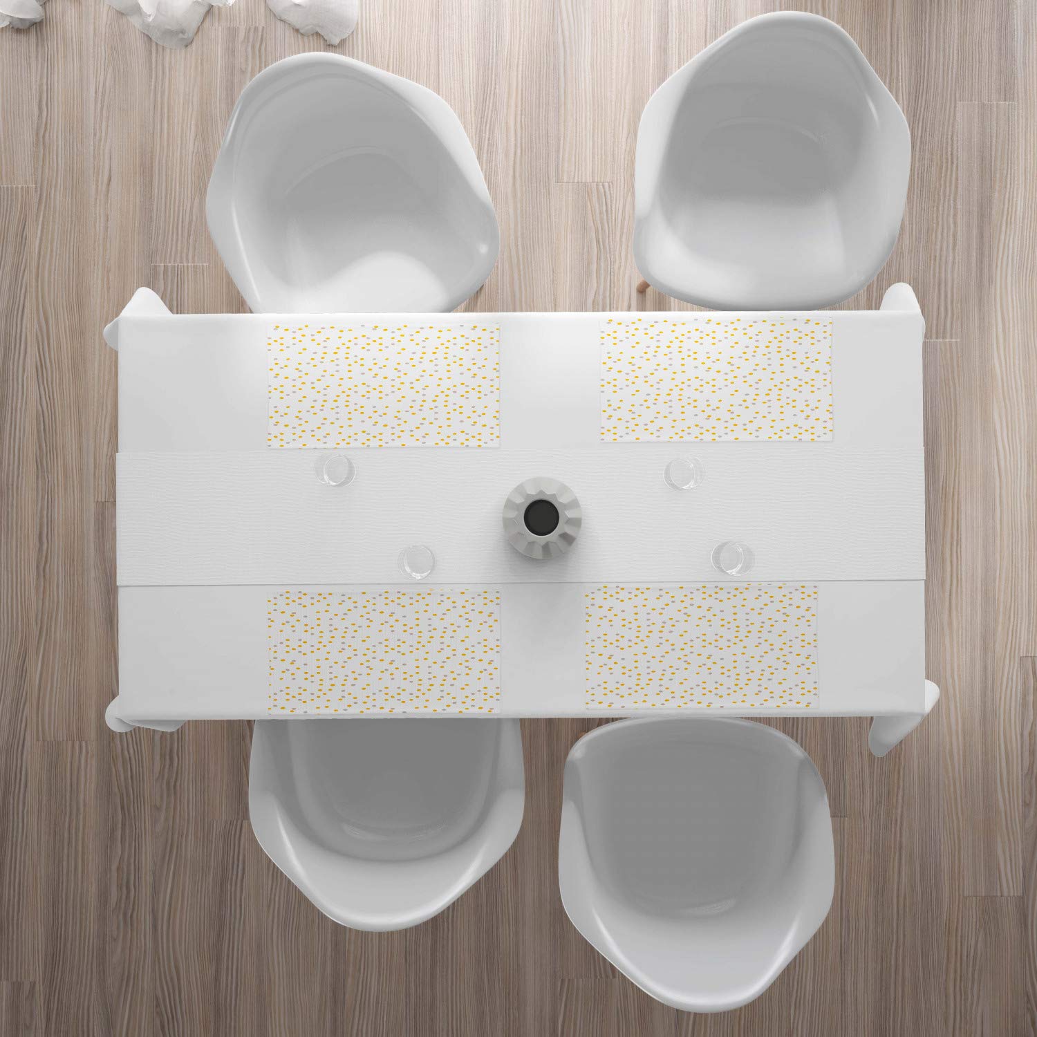 Ambesonne Yellow Polka Dot Place Mats Set of 4 - Washable Fabric Table Mats for Dining Room & Kitchen Decor - Earth Yellow Pale Tan White - Perfect for Everyday Meals, Dinner Parties & Holiday Gatherings