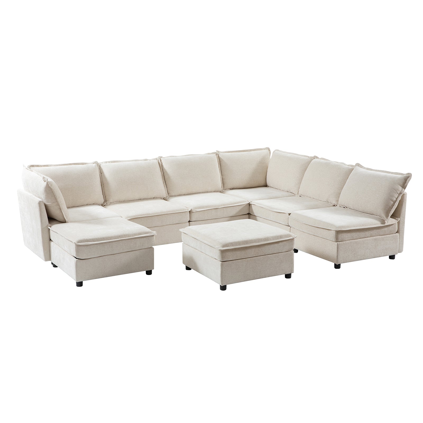 Harmetrix 8-Seater Soft Sectional Sofa with Storage | Modern L-Shaped Couch for Living Room | Comfortable & Spacious for Family Gatherings & Movie Nights