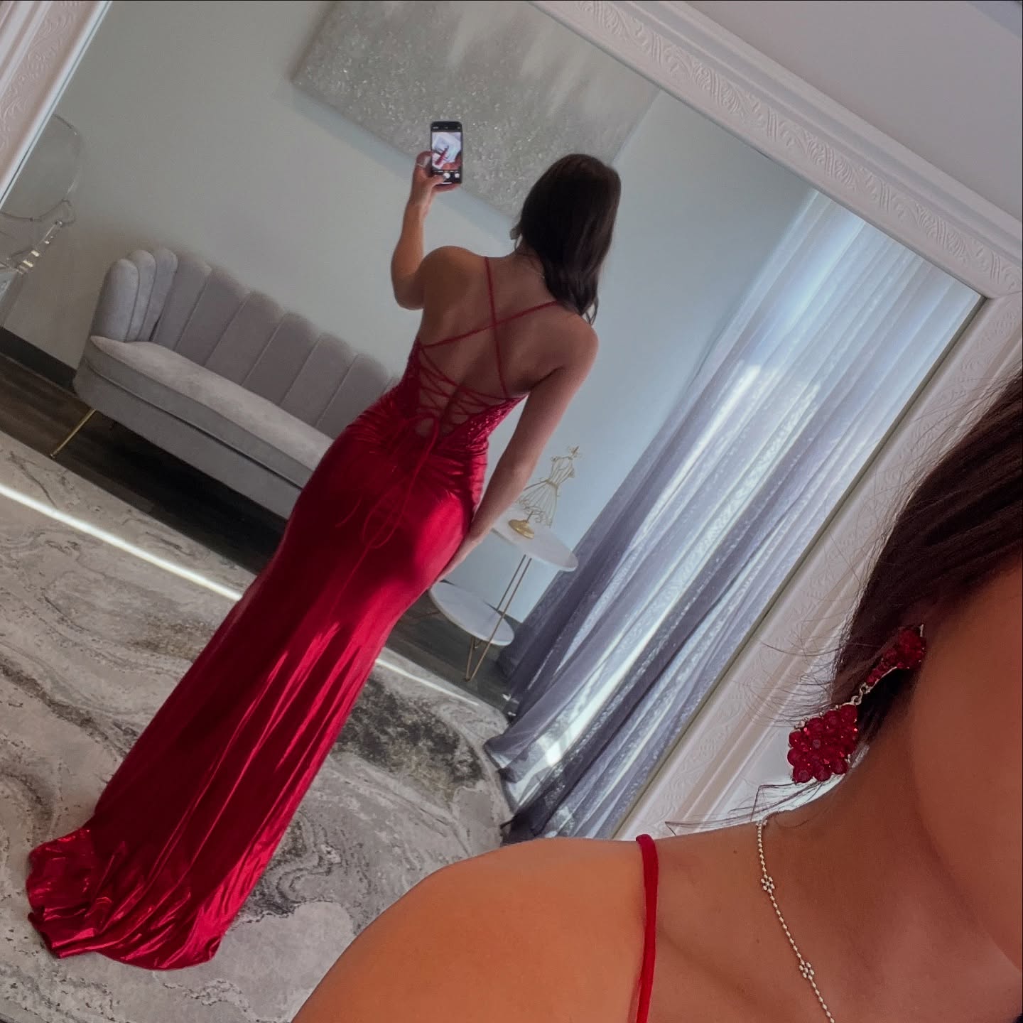 Elegant Mermaid Red Applique Prom Dress - Satin Formal Evening Gown for Women (Style J6264) | Perfect for Homecoming, Quinceañera, Wedding Guest & Special Occasions