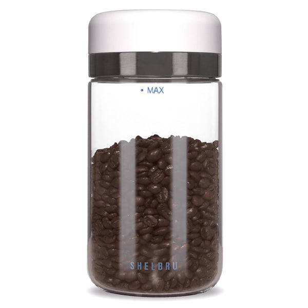 Shelbru Smart Coffee Canister - Airtight, Freshness Preserving Coffee Storage Container with Built-in Timer & Scoop - Perfect for Kitchen, Office, or Camping Use