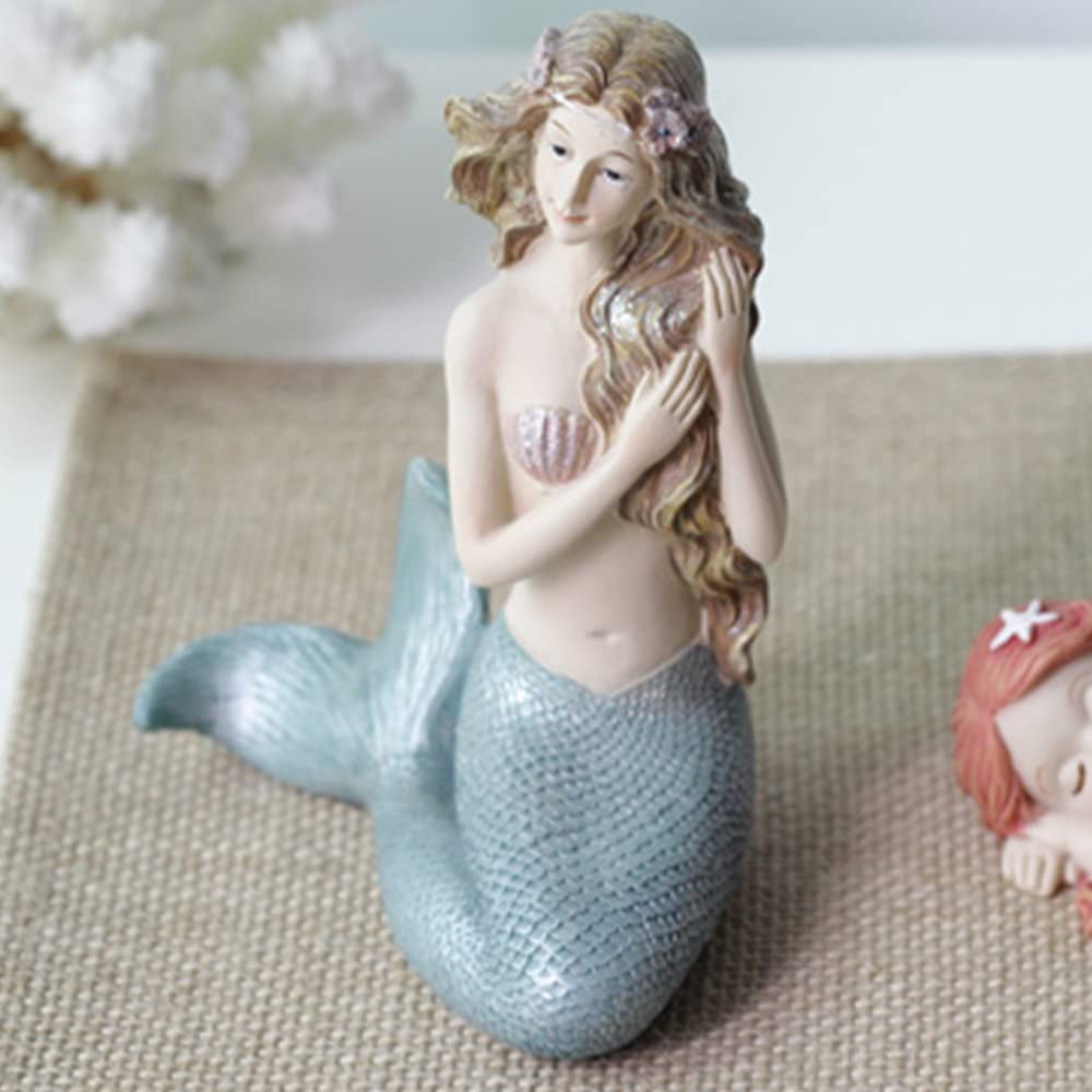 Handcrafted Resin Mermaid Statue - Elegant Mermaid Figurine for Home Decor, Bathroom, Living Room & Office Desk | Perfect Gift for Mermaid Lovers & Beach-Themed Interior Design