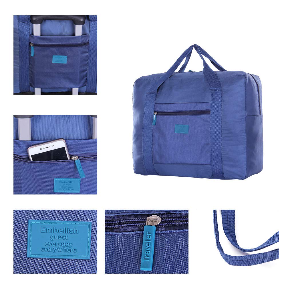 Unova Travel Duffel Bag - Lightweight Water-Resistant Nylon Gym Bag for Men & Women - Packable Carry-On for Weekend Trips, Overnight Stays, Workout & Sports - Perfect for Gym, Travel, Business & Outdoor Adventures (Dark Blue)