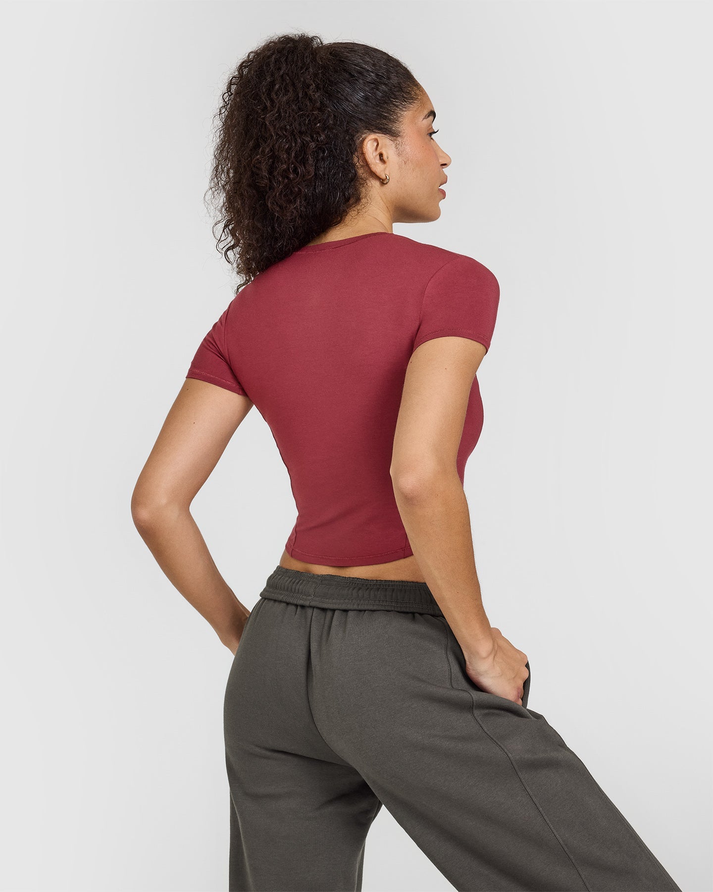 Mellow™ Soft Mid Short Sleeve T-Shirt for Women - Comfortable Cotton Tee in Burnt Cherry | Perfect for Casual Wear, Summer Outfits & Everyday Comfort