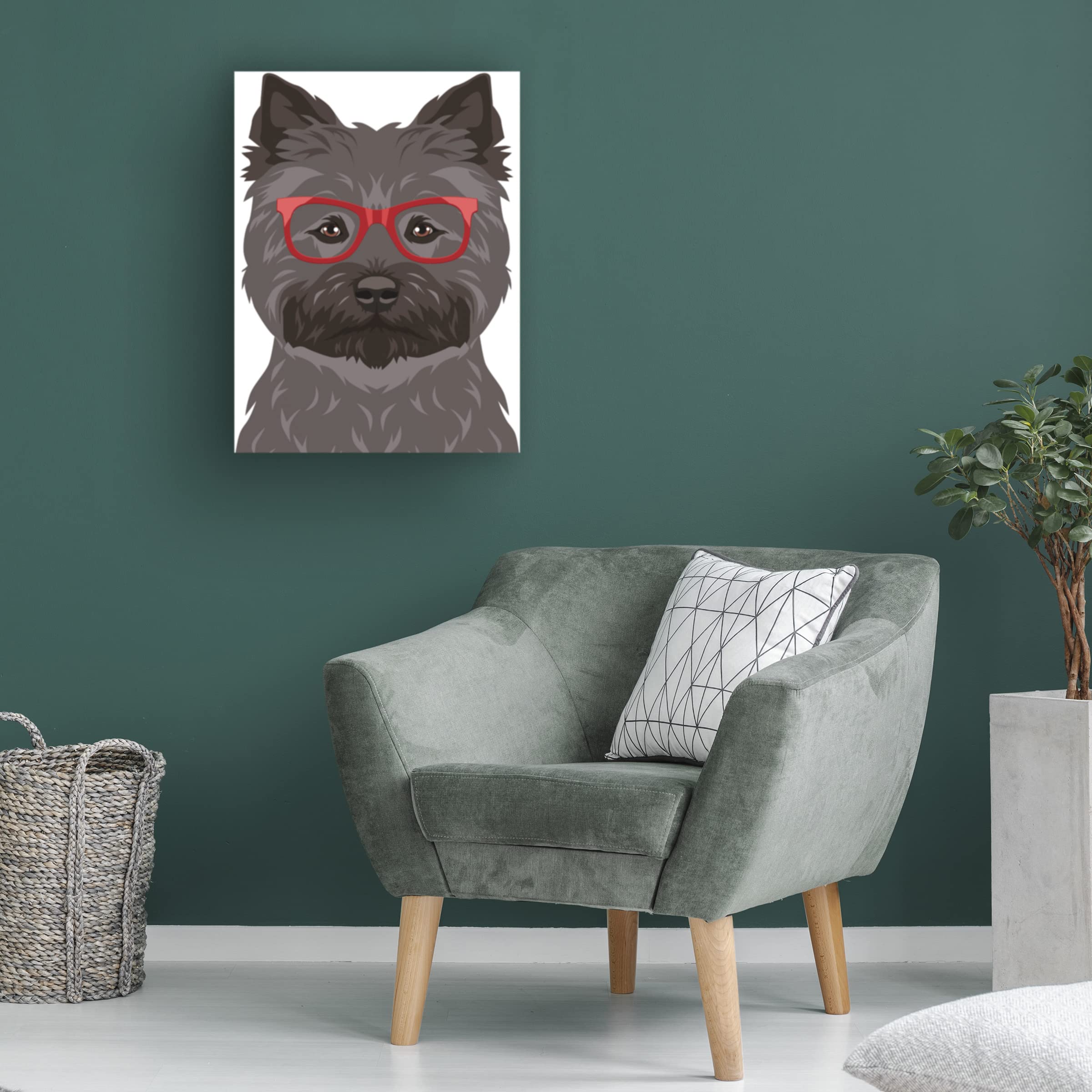 Trademark Fine Art 'Cairn Terrier Wearing Hipster Glasses 2' Canvas Wall Art Print by Furbaby Affiliates - Perfect for Living Room, Bedroom & Office Decor