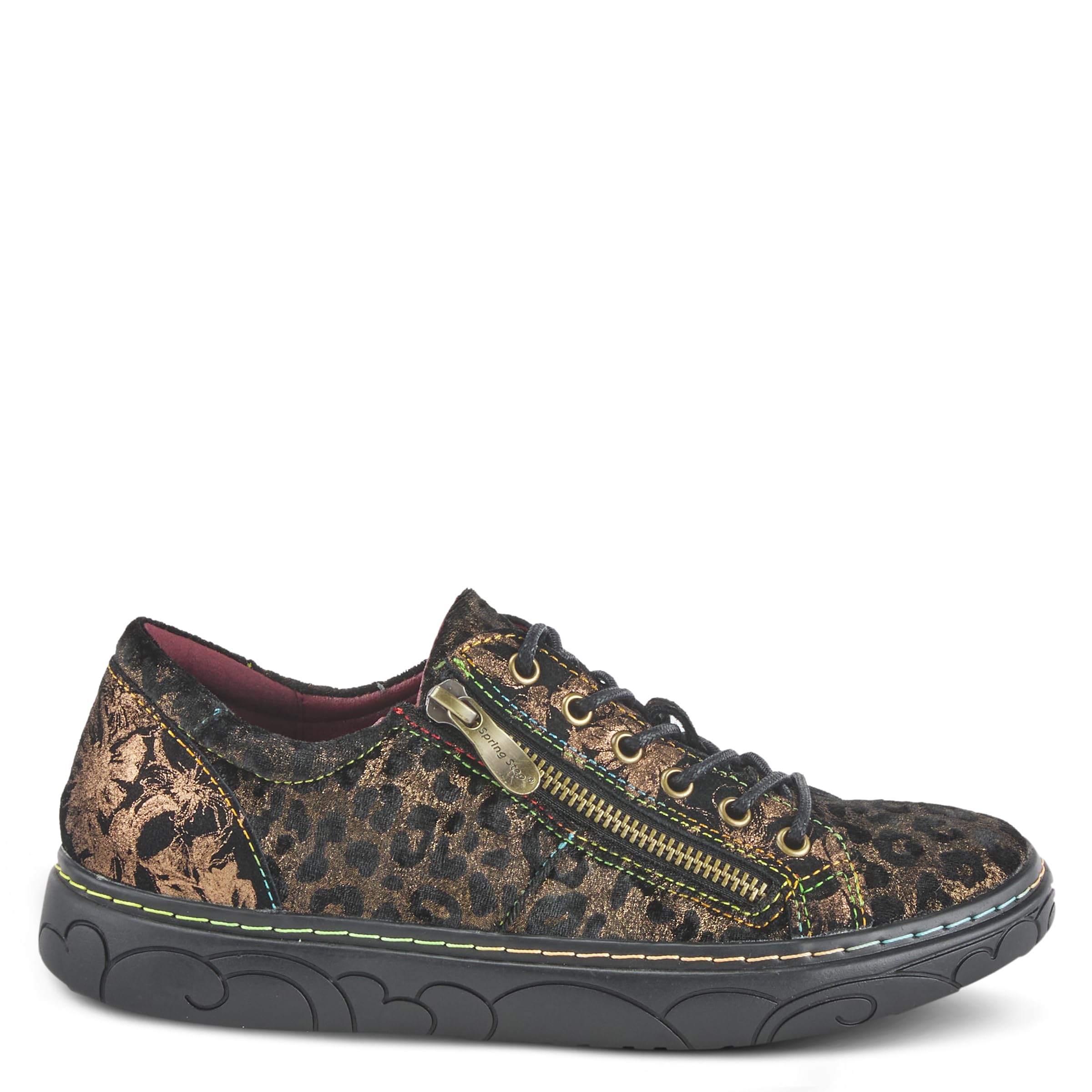 Spring Step L'Artiste Danli-Cheeta Women's Fashion Sneakers - Animal Print Casual Shoes with Zipper & Adjustable Laces | Perfect for Work, Walking & Everyday Wear