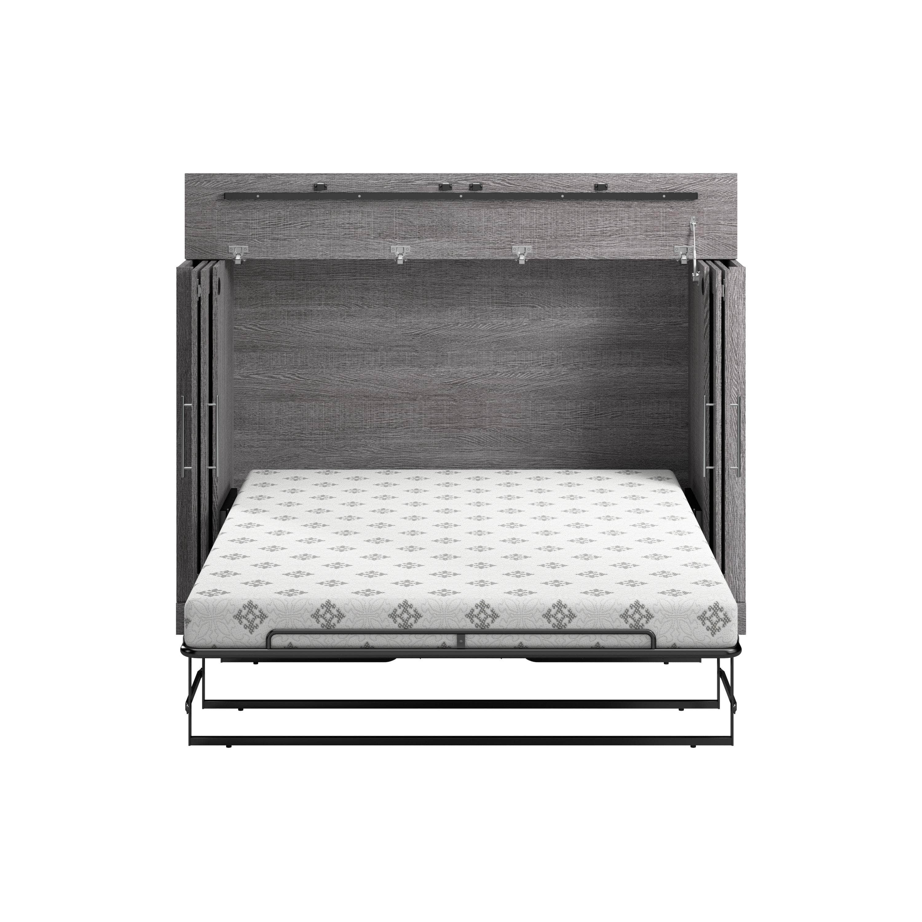 Pur 69W Full Cabinet Bed with Mattress - 3 Color Options | Space-Saving Storage Bed for Small Rooms & Apartments | Modern Platform Bed Frame with Built-in Drawers