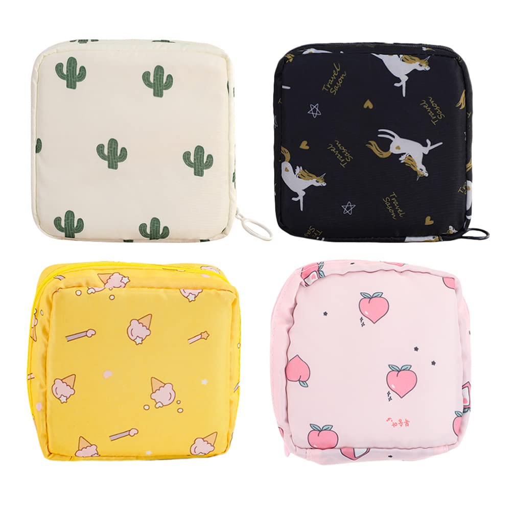 FOMIYES 4-Pack Waterproof Napkin Storage Pouch - Reusable Oxford Cloth Sanitary Pad & Tampon Holder for Women - Perfect for Travel, Gym, School, and Outdoor Activities