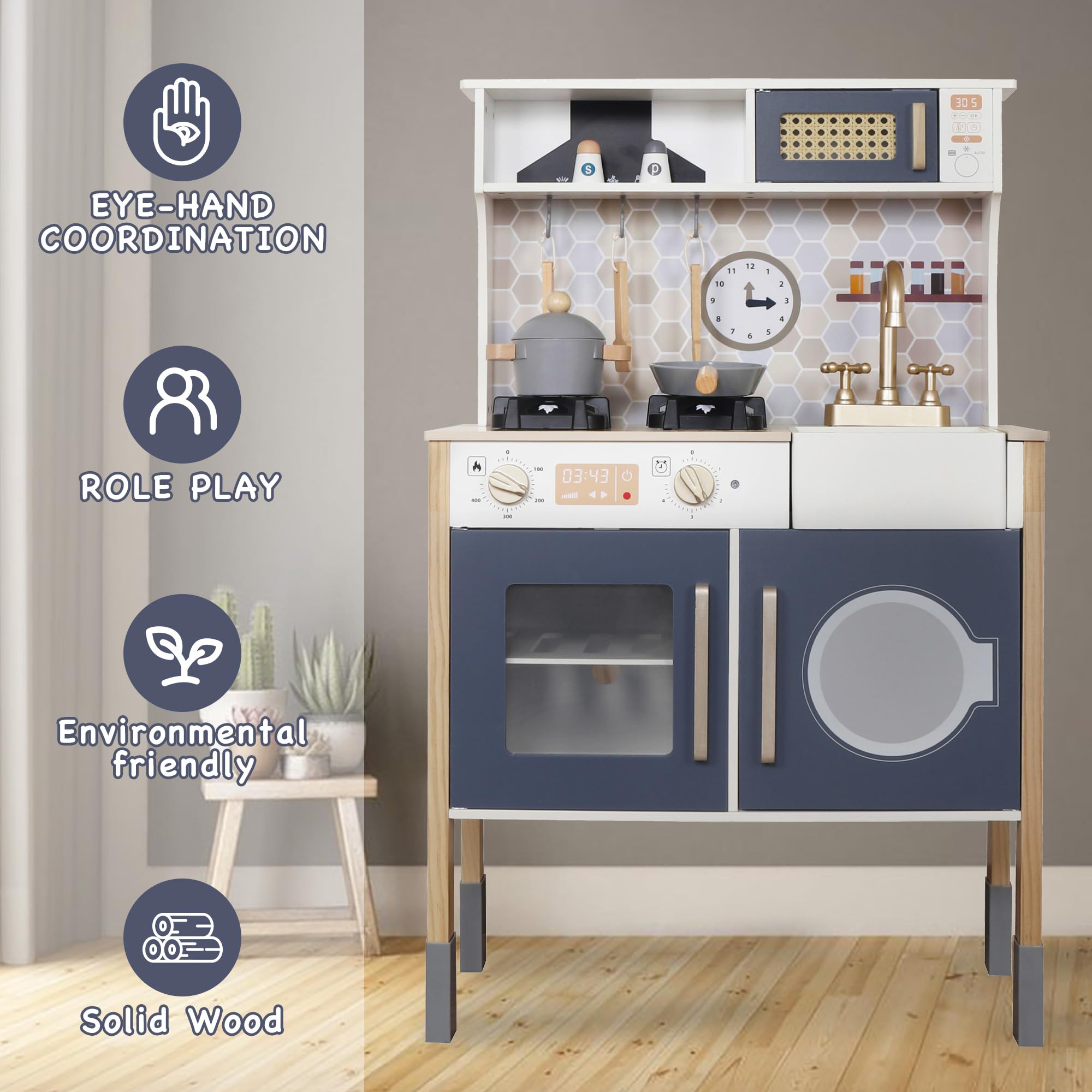 Electronic Toy Kitchen Playset for Kids with Light & Sound - Pretend Play Cooking Set with Cookware Accessories - Educational Gift for 3+ Year Old Boys & Girls - Perfect for Birthday, Christmas & Role Play Fun